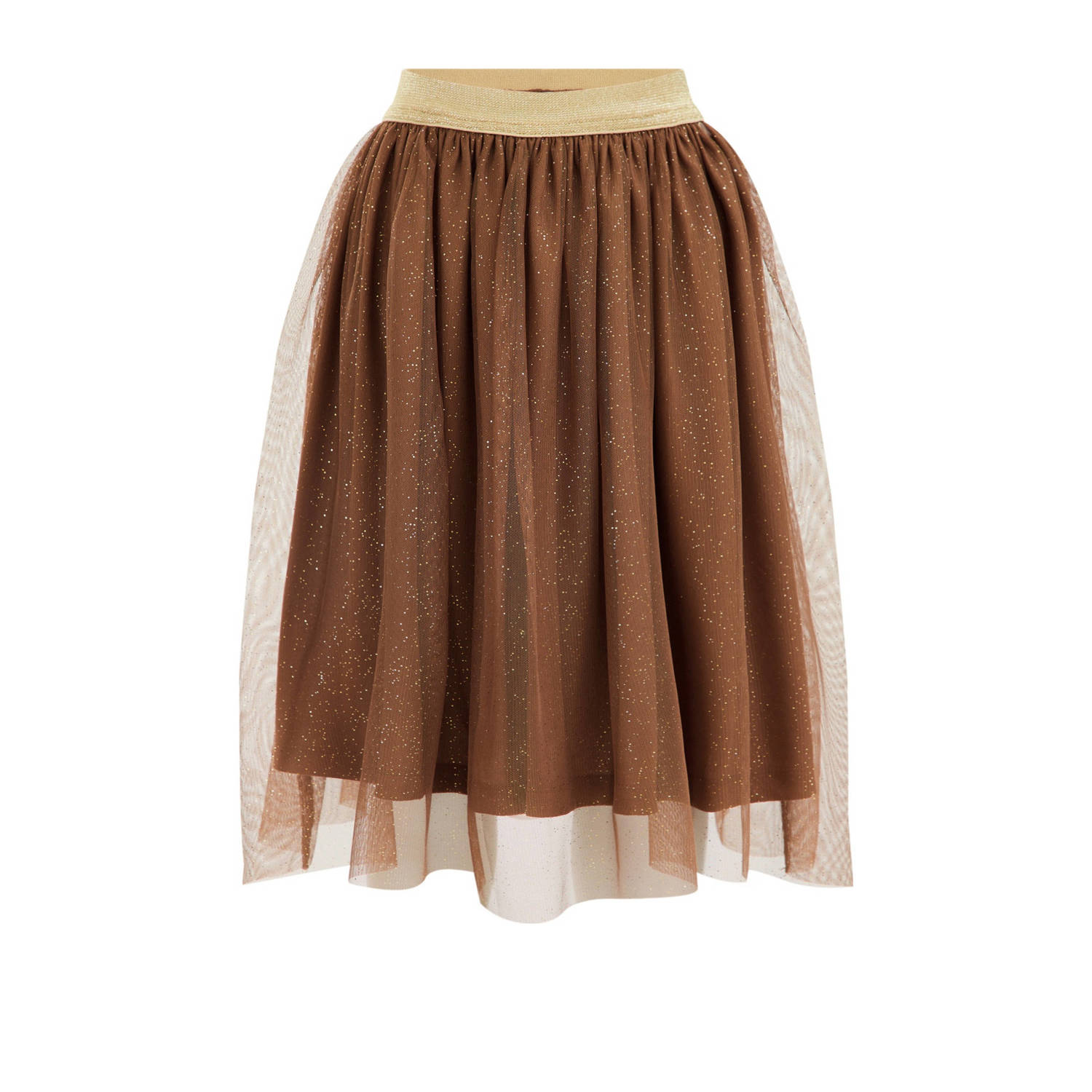 WE Fashion rok bruin Meisjes Gerecycled polyester Effen 110 116