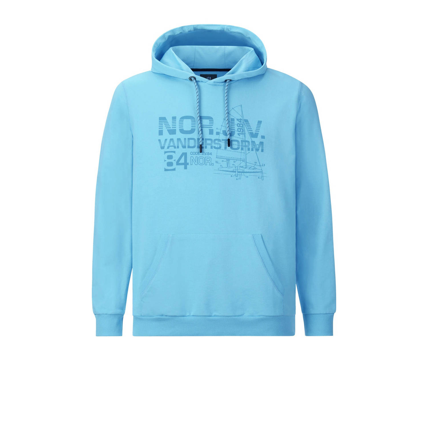 Jan Vanderstorm +FIT Collectie hoodie JEPPE Plus Size met printopdruk blauw