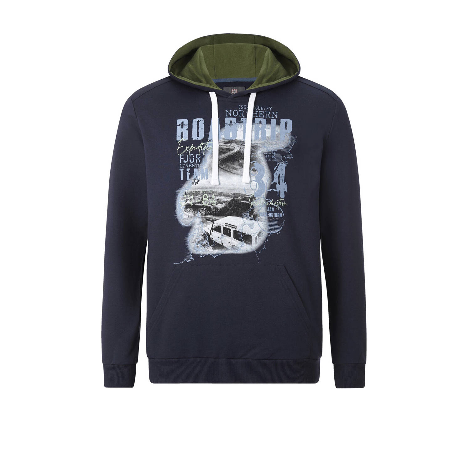Jan Vanderstorm +FIT Collectie hoodie INGOMAR Plus Size met printopdruk donkerblauw