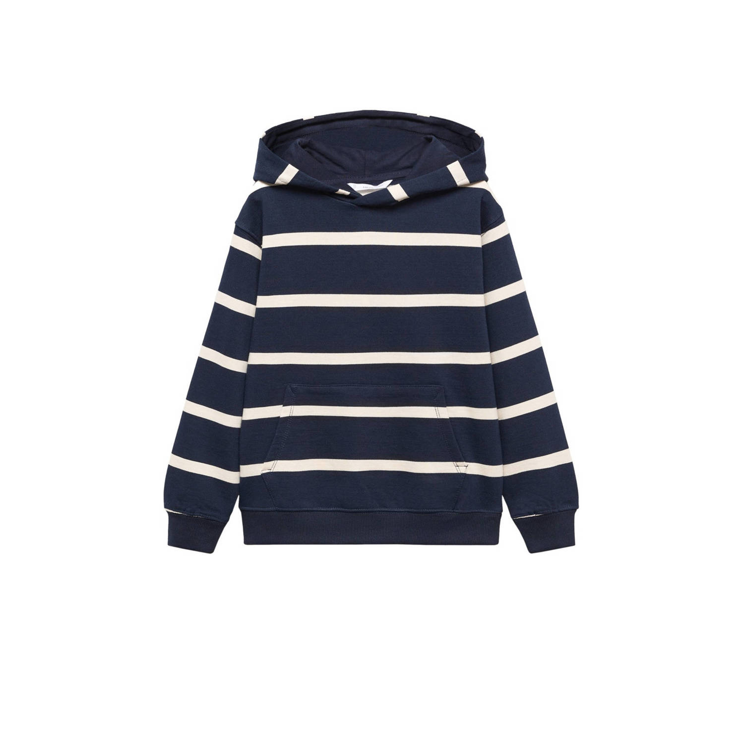 Mango Kids gestreepte hoodie marine wit Sweater Blauw Streep 116