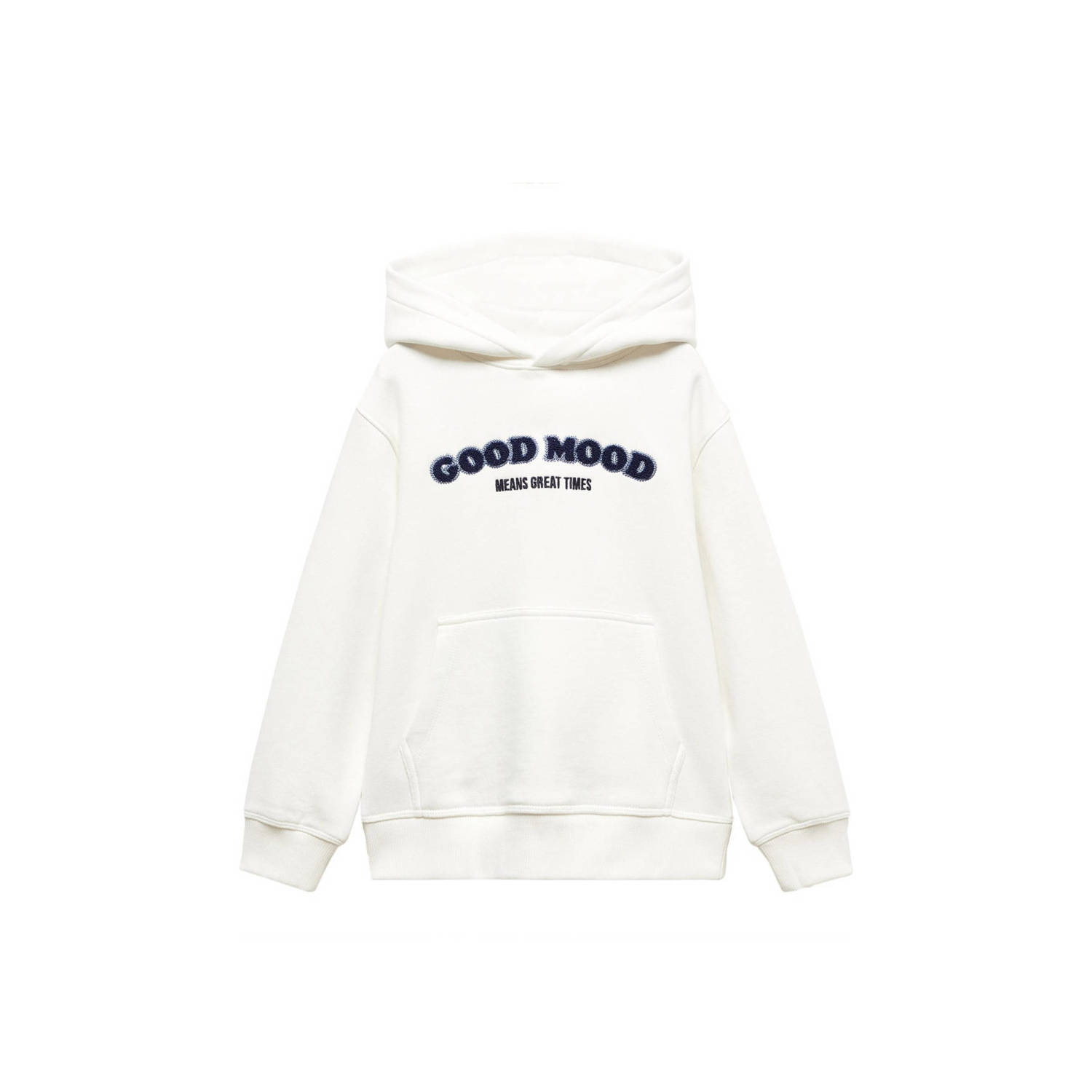 Mango Kids hoodie met tekst wit donkerblauw Sweater Tekst 116