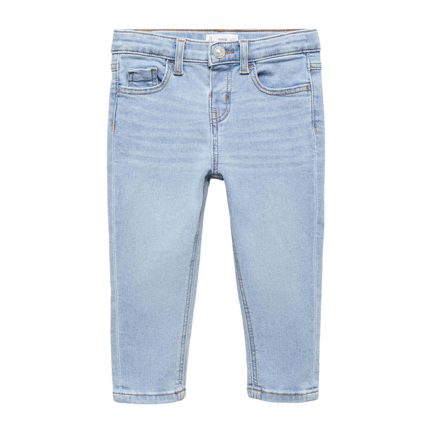 Mango Kids straight fit jeans changeant blauw Meisjes Katoen Effen 104