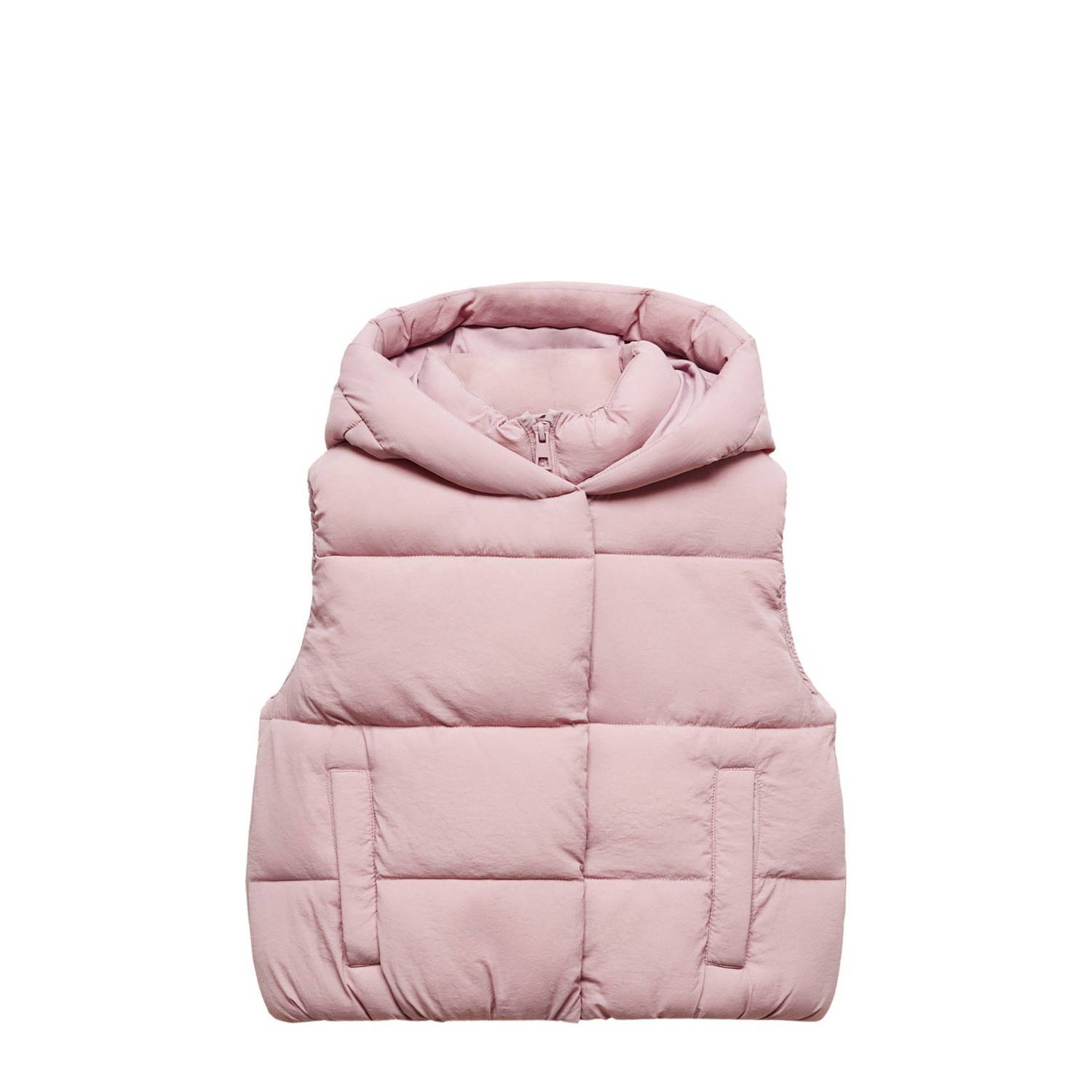 Mango Kids bodywarmer roze Meisjes Polyamide Capuchon Effen 116