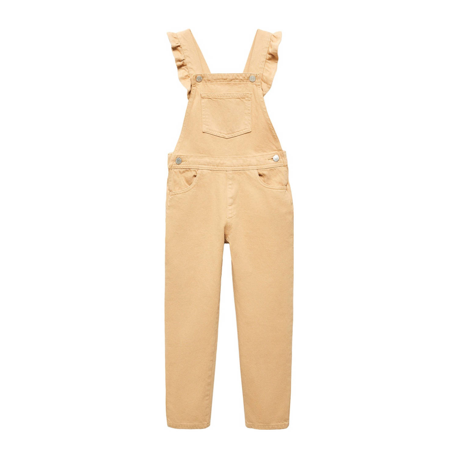 Mango Kids jumpsuit donkergeel Meisjes Denim Vierkante hals Effen 116