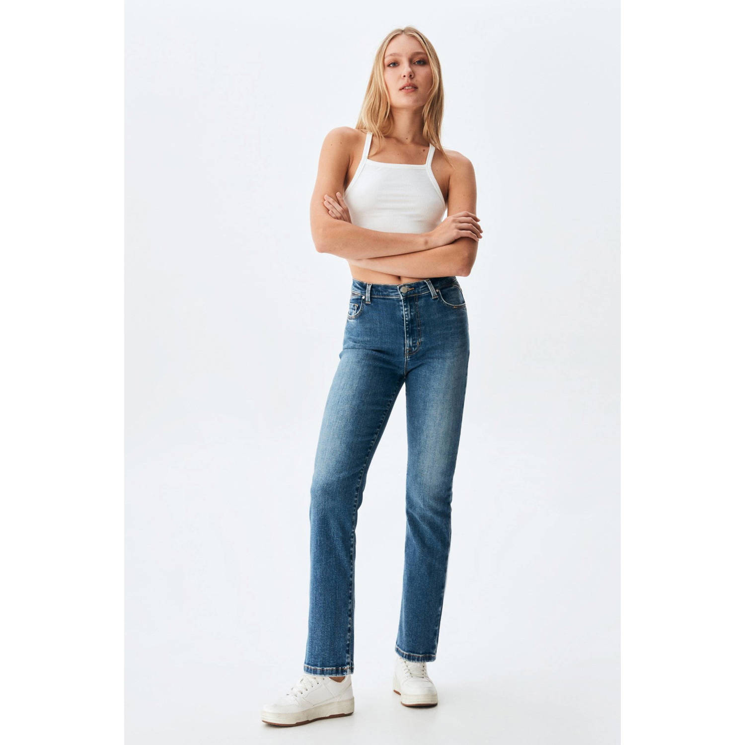 LTB high waist straight leg jeans Nena dark blue denim