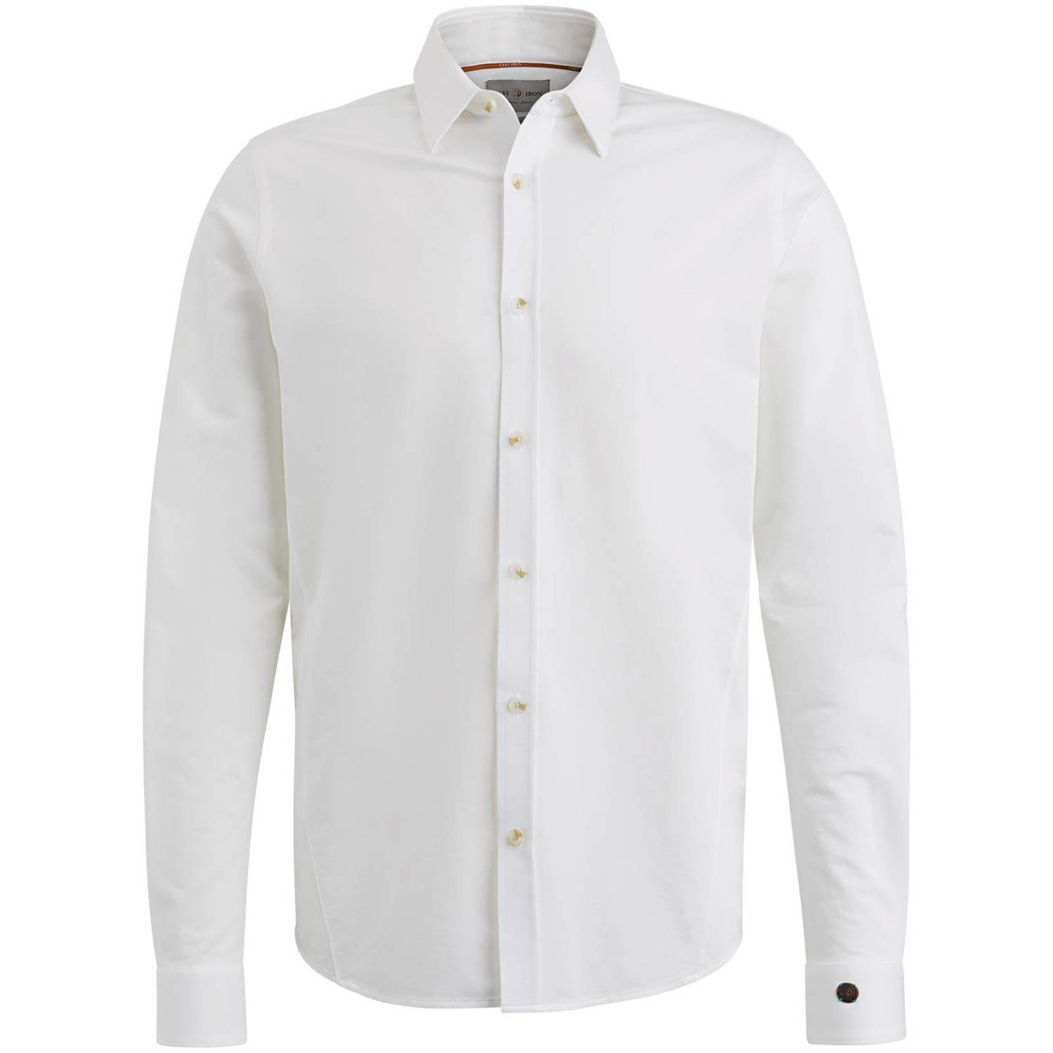CAST IRON Heren Overhemden Long Sleeve Shirt Twill Jersey 2 Tone Lichtgrijs