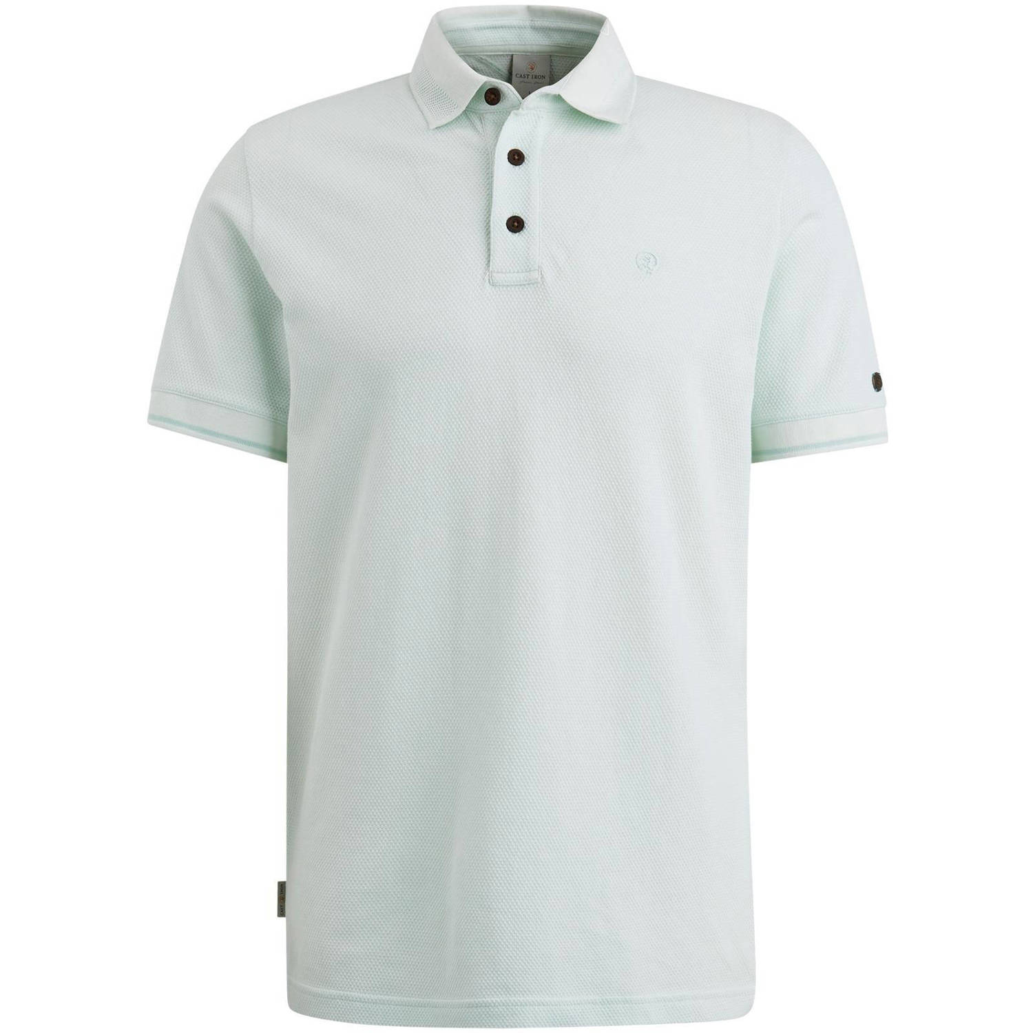 Cast Iron gebreide regular fit polo met ingebreid patroon lichtblauw