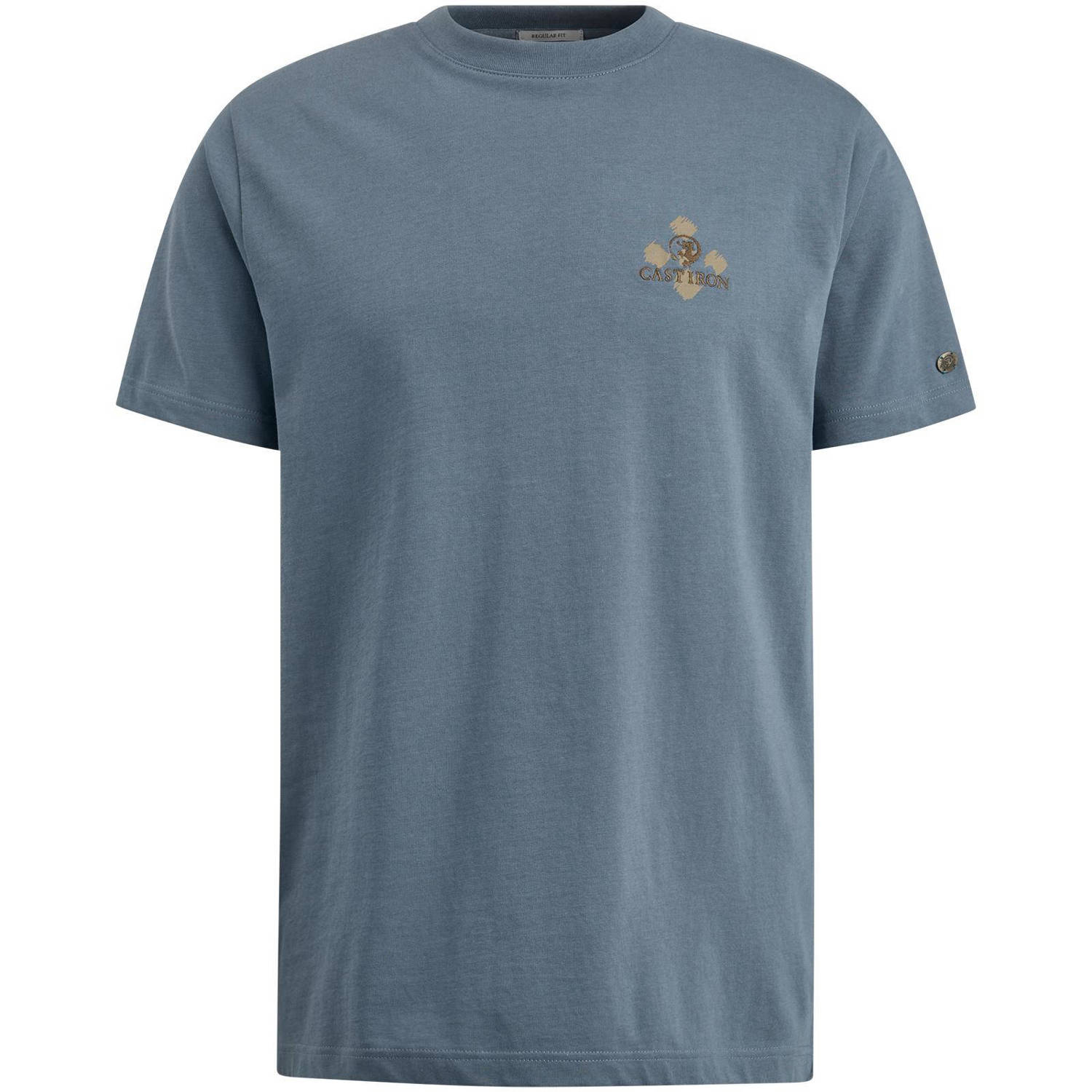 CAST IRON Heren Polo's & T-shirts Short Sleeve R-neck Regular Fit Cotton Blauw