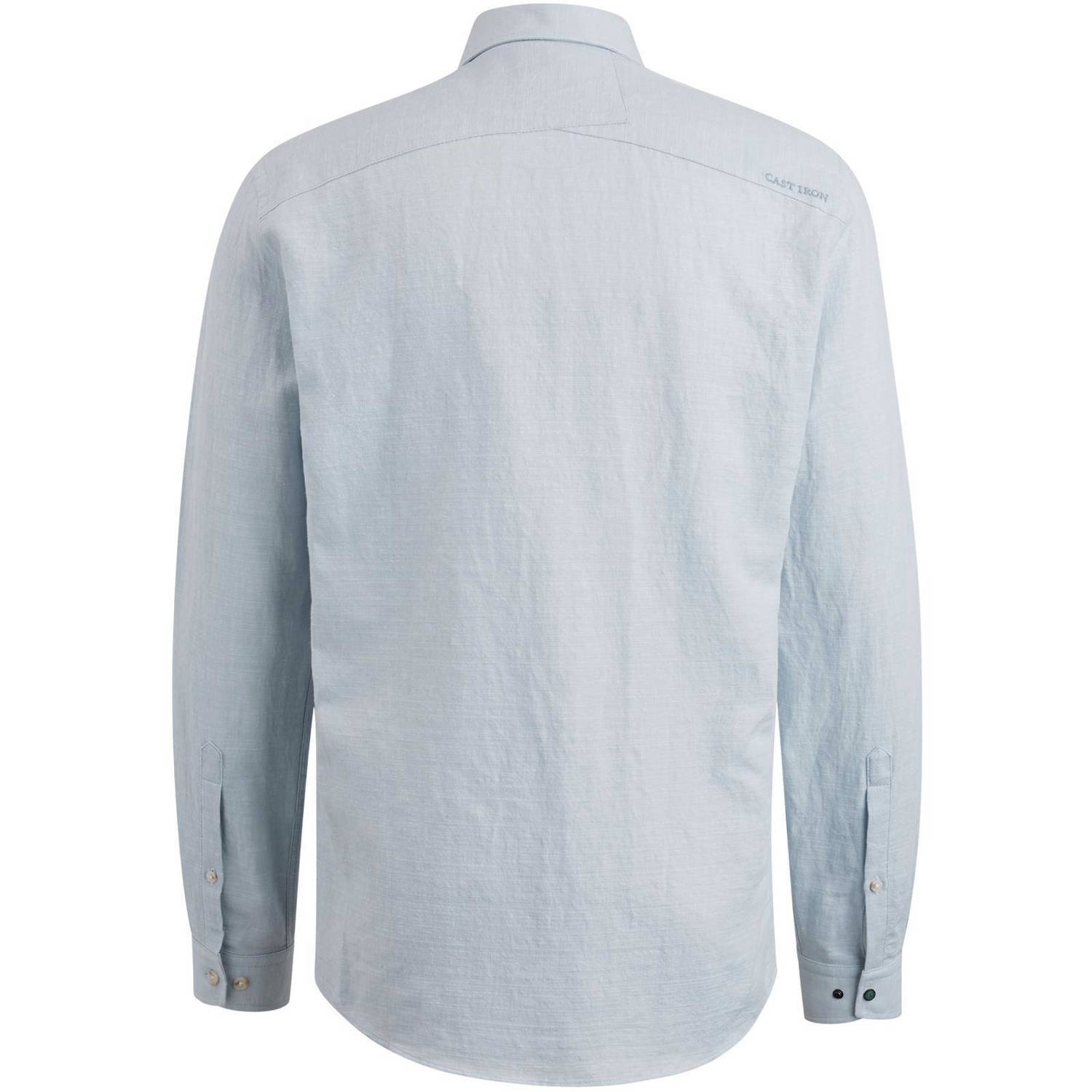 Cast Iron slim fit overhemd van linnen met logo blauw