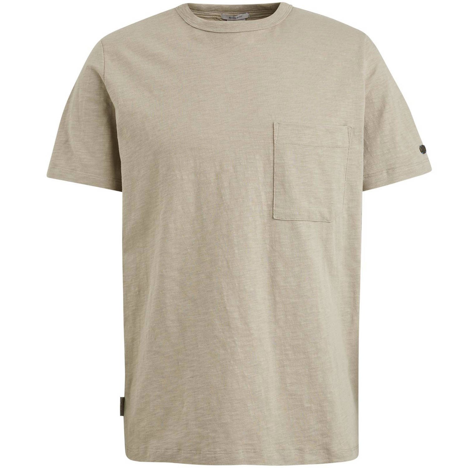 CAST IRON Heren Polo's & T-shirts Short Sleeve R-neck Regular Fit Cotton Slub Beige