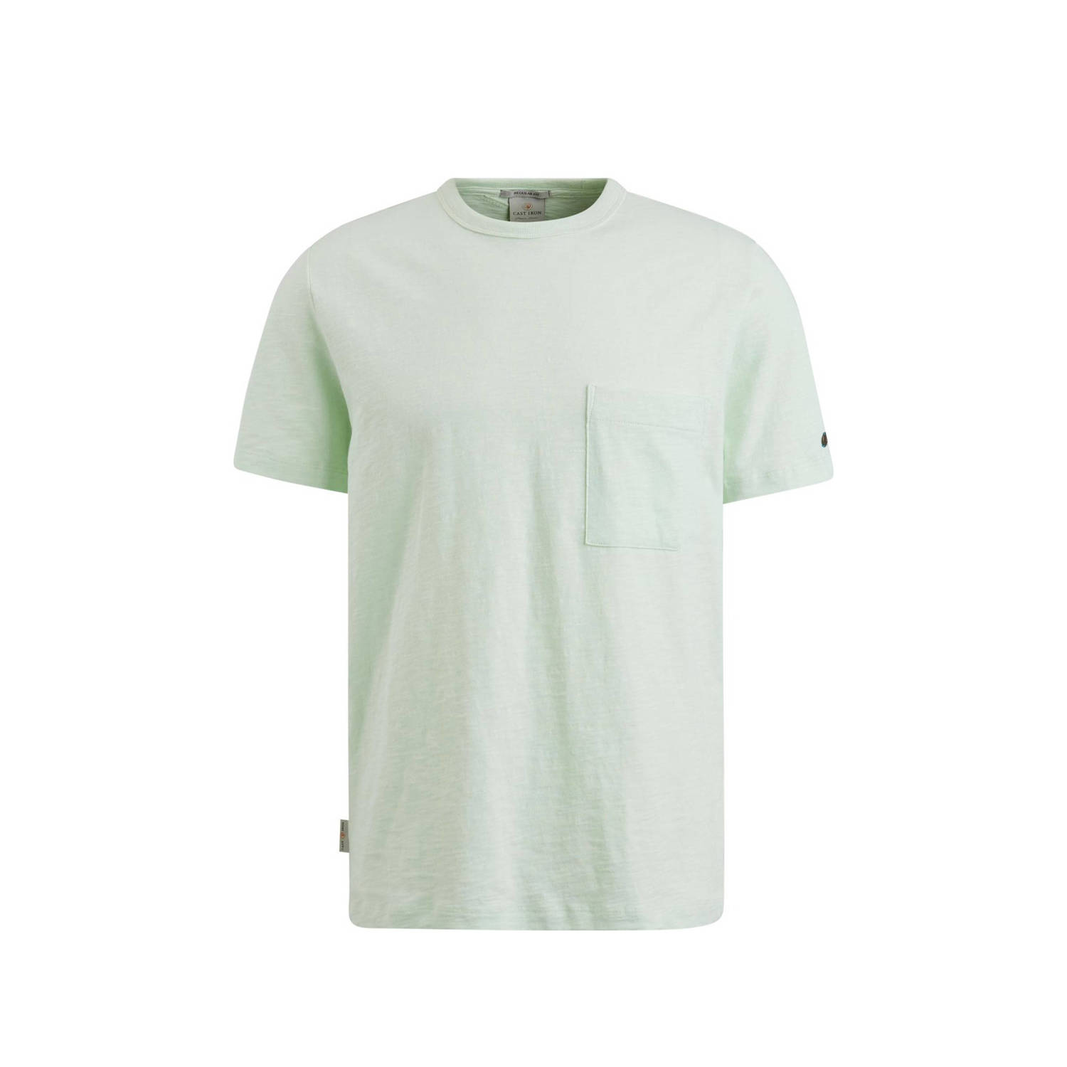 CAST IRON Heren Polo's & T-shirts Short Sleeve R-neck Regular Fit Cotton Slub Groen