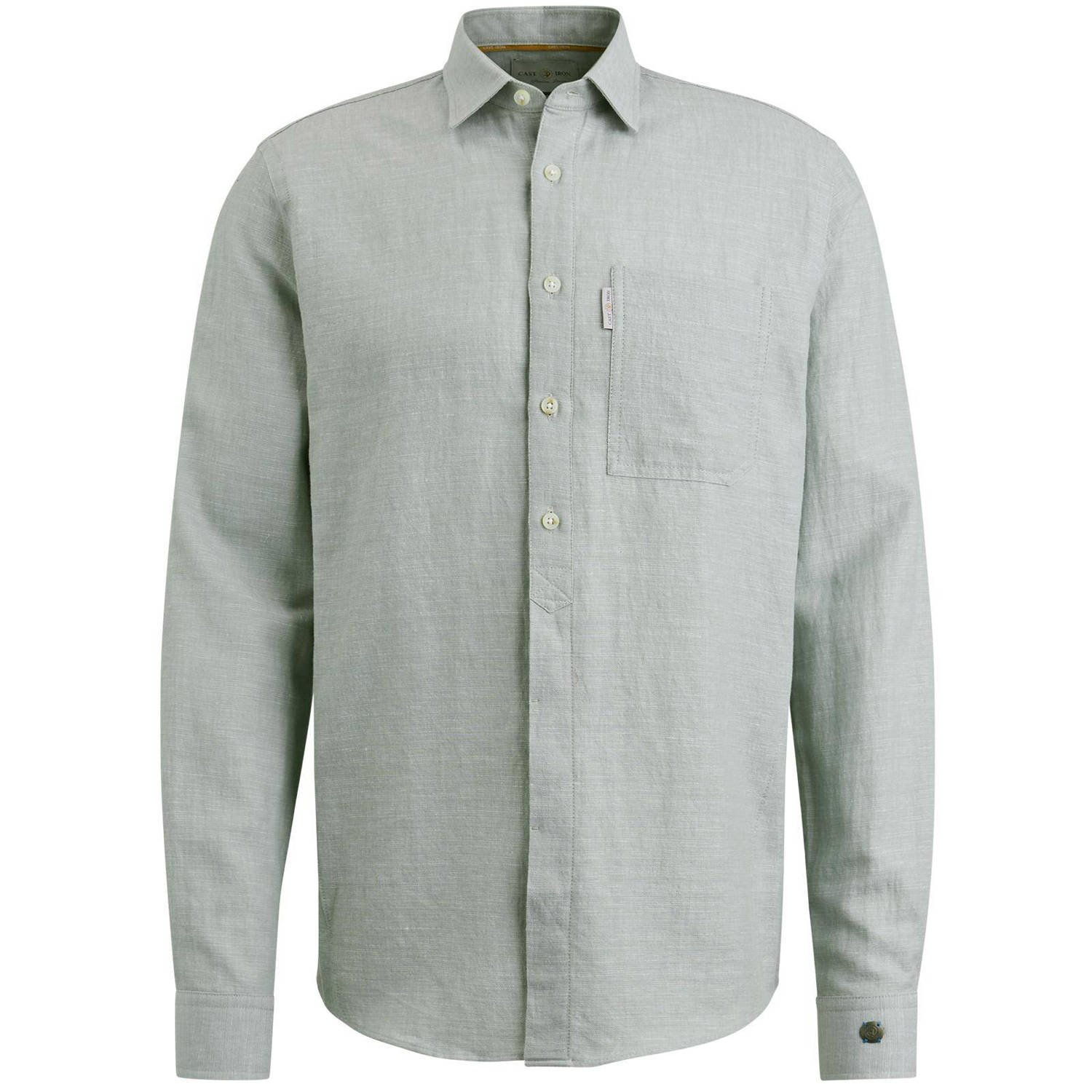 CAST IRON Heren Overhemden Long Sleeve Shirtco Li Dobby Groen