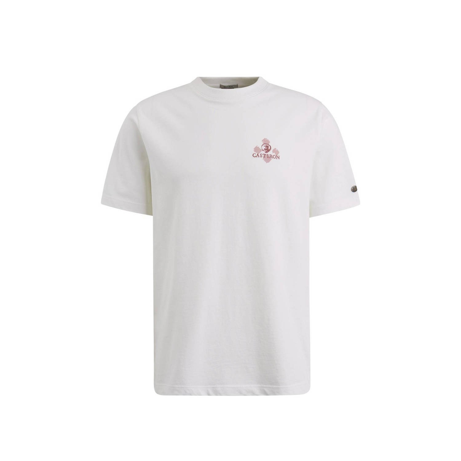 CAST IRON Heren Polo's & T-shirts Short Sleeve R-neck Regular Fit Cotton Gebroken Wit