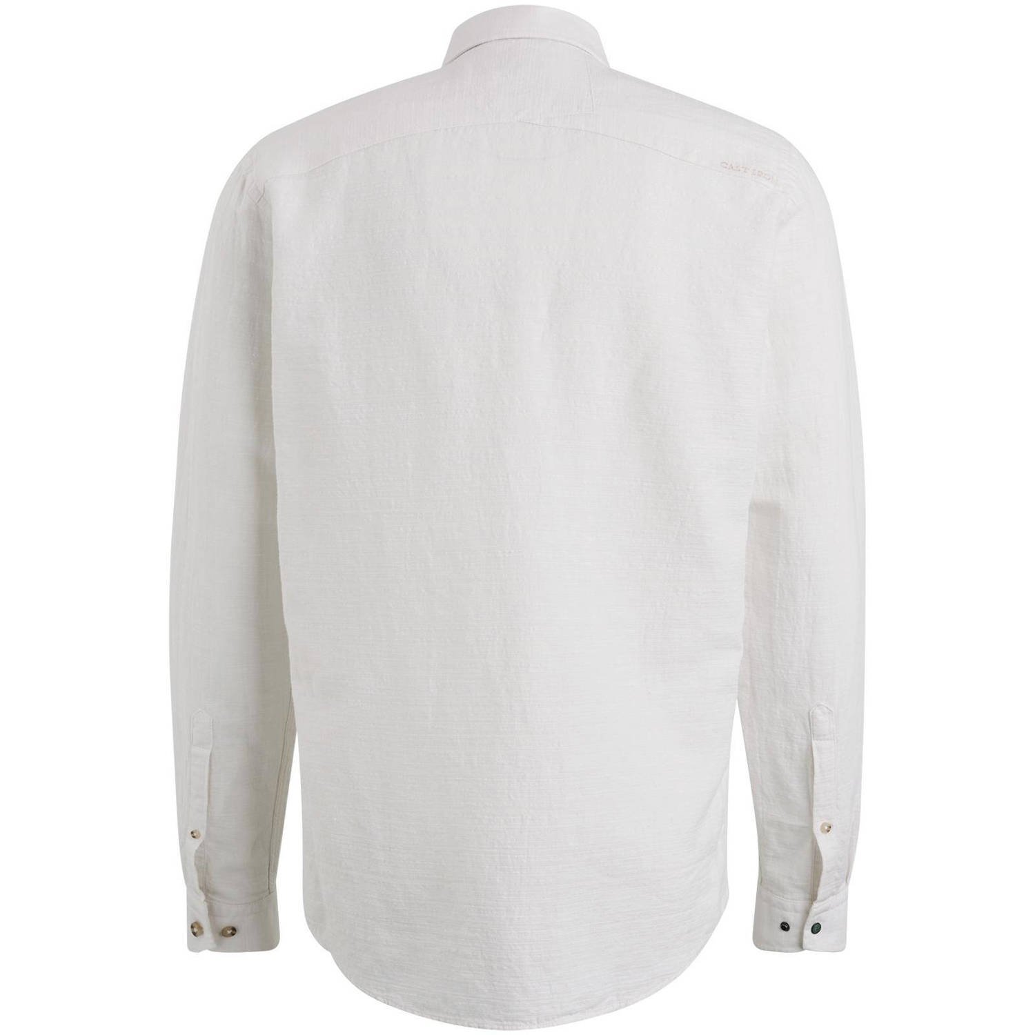 Cast Iron slim fit overhemd van linnen met logo grijs