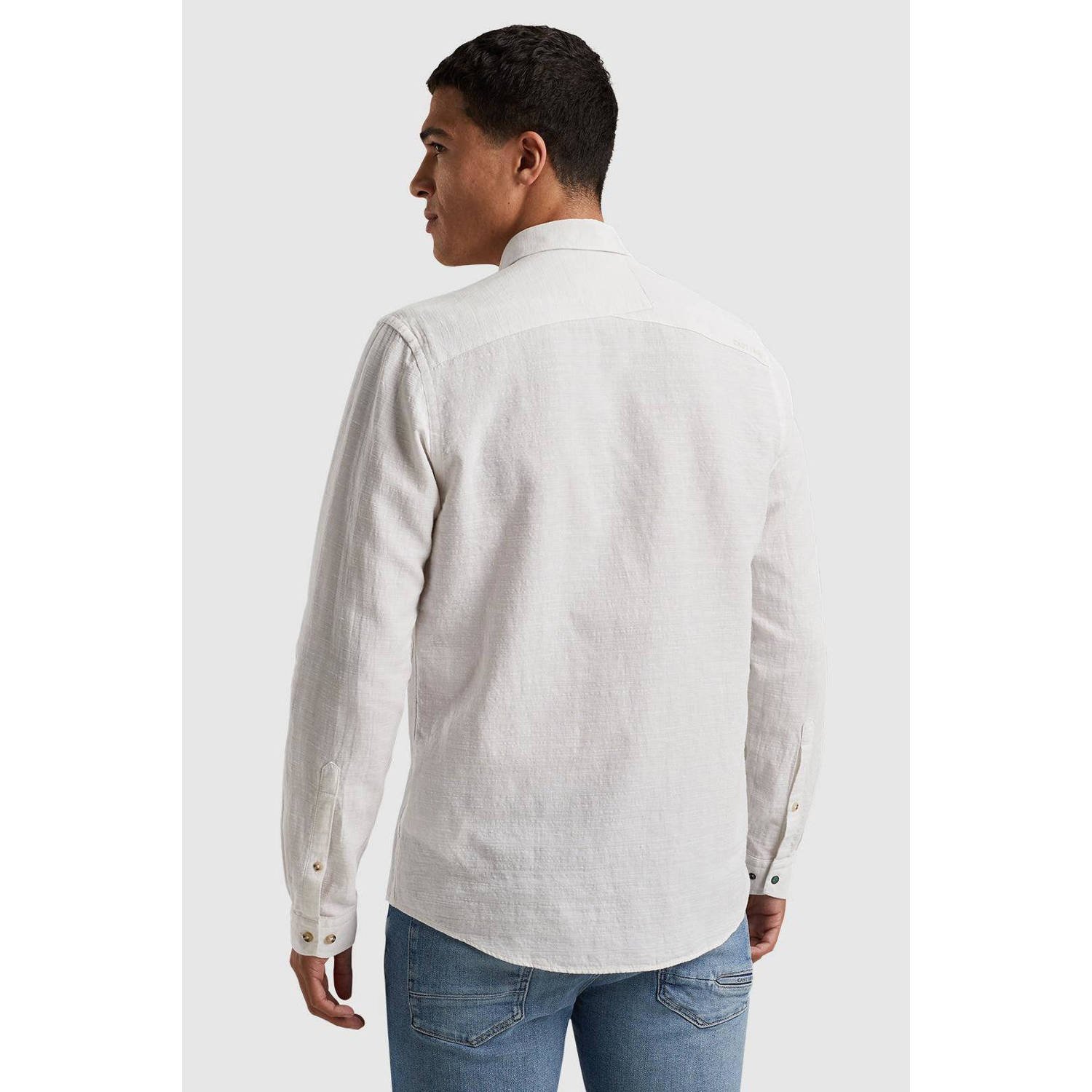 Cast Iron slim fit overhemd van linnen met logo grijs