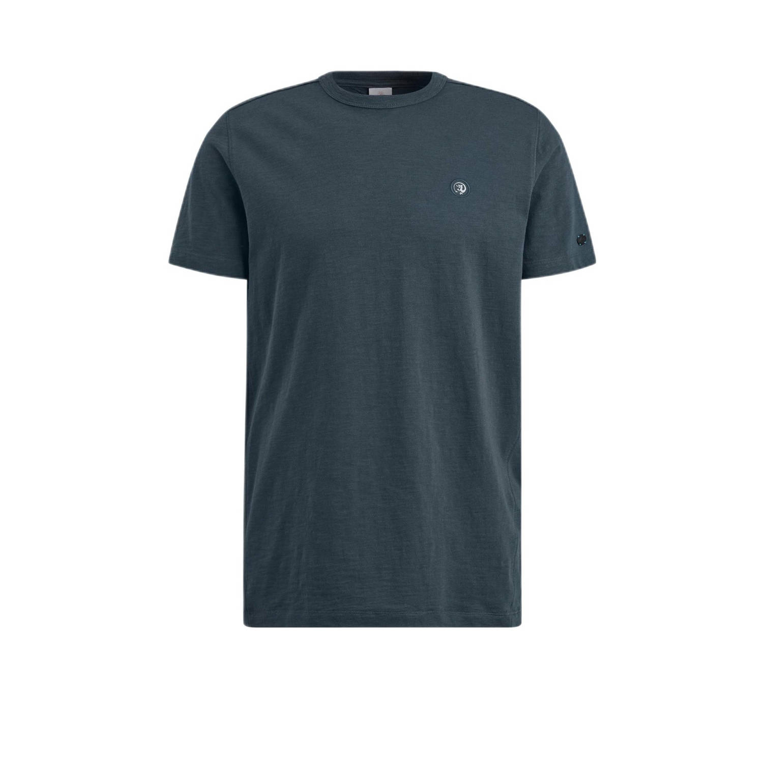 CAST IRON Heren Polo's & T-shirts Short Sleeve R-neck Organic Cotton Slub Essential Donkerblauw