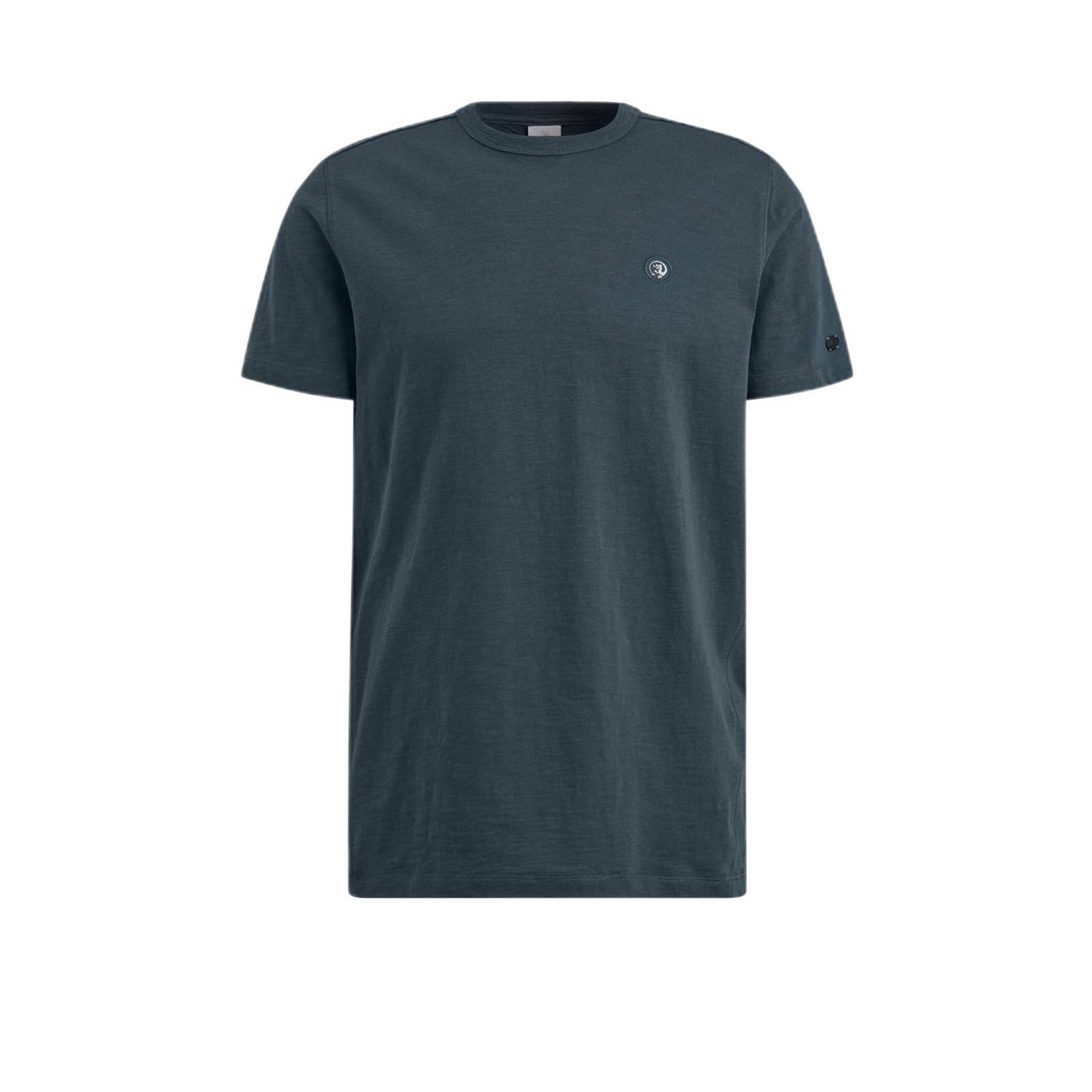 CAST IRON Heren Polo's & T-shirts Short Sleeve R-neck Organic Cotton Slub Essential Donkerblauw