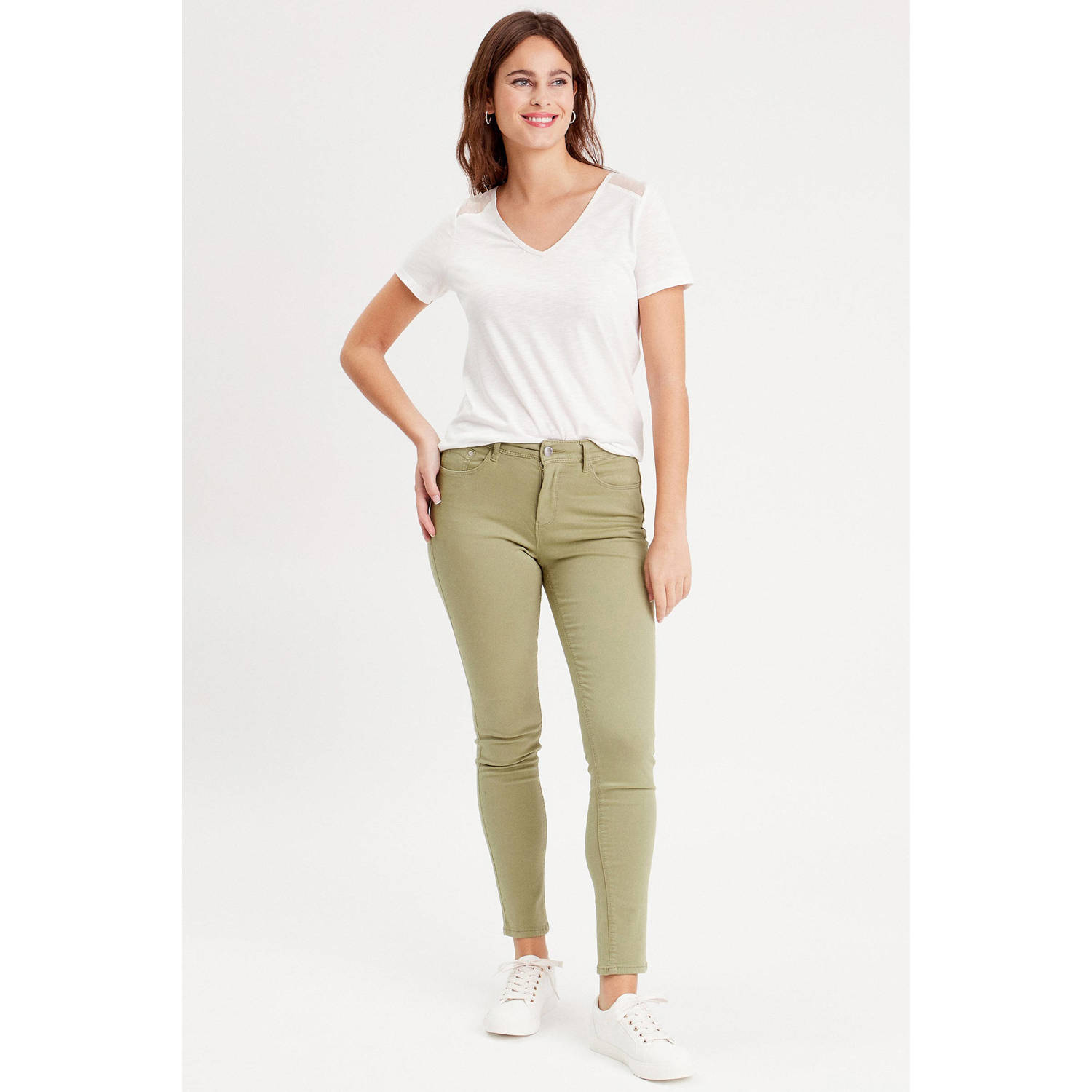 Cache slim fit jeans olijfgroen