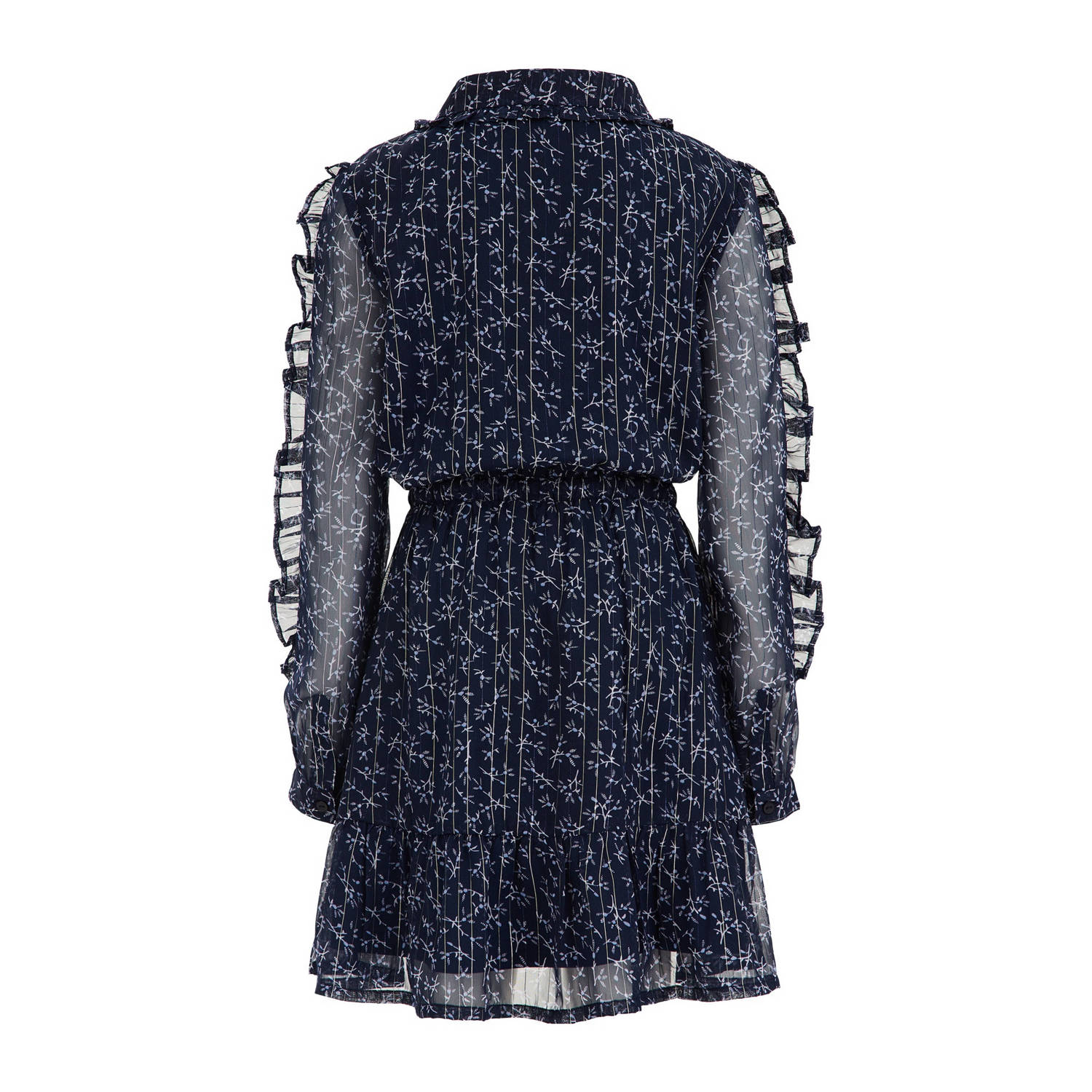 WE Fashion jurk met all over print en glitters donkerblauw