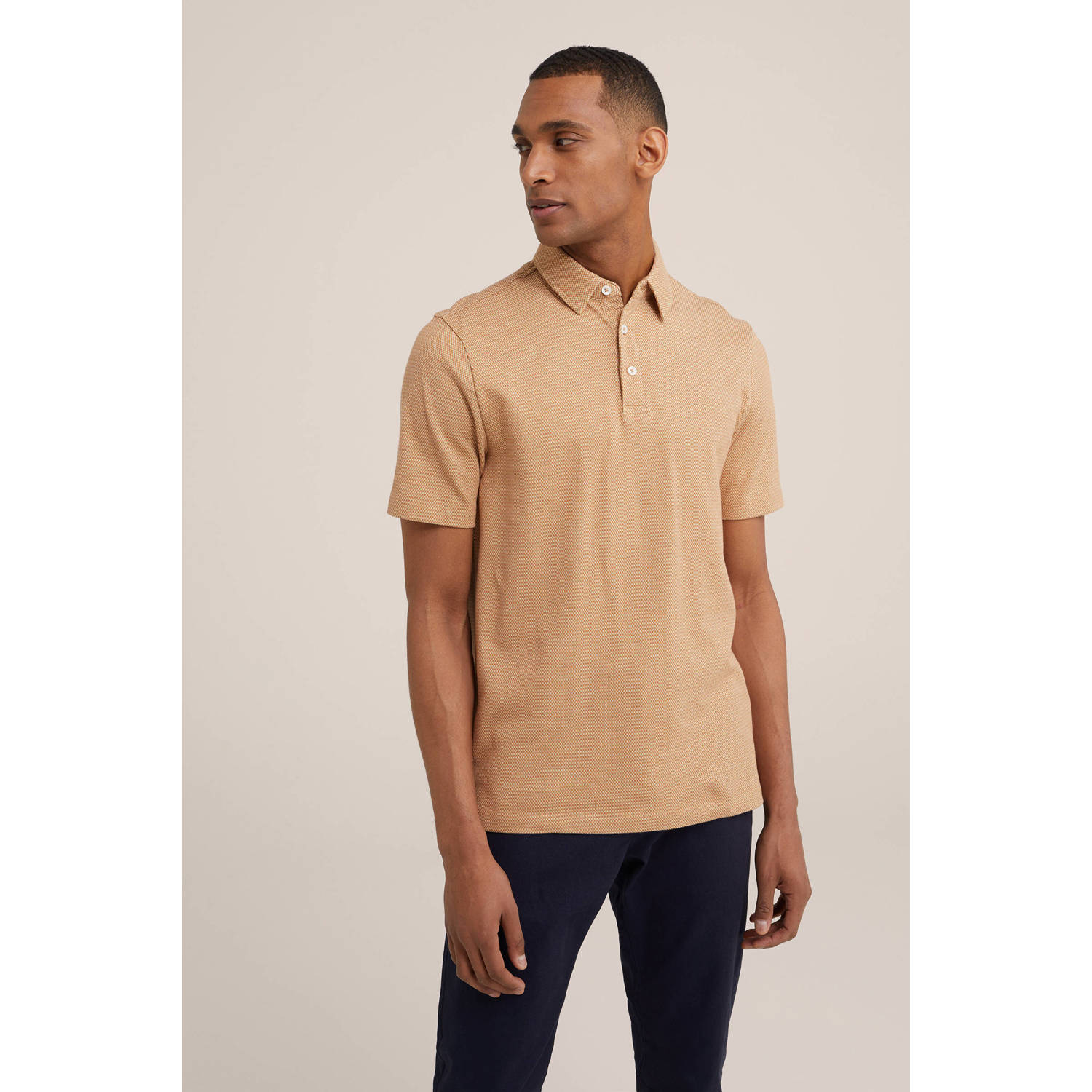 WE Fashion regular fit polo met all over print mahogany