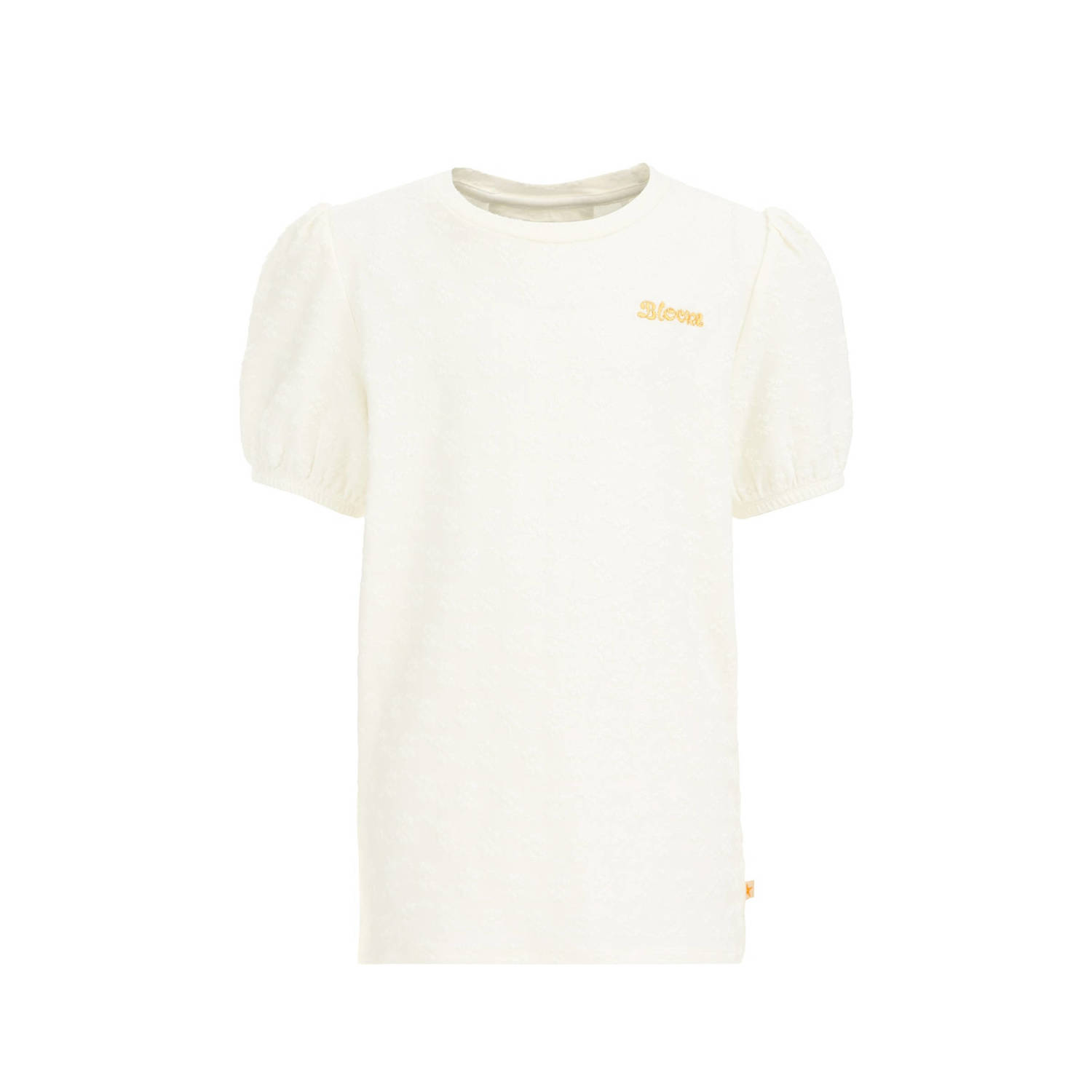 WE Fashion T-shirt met tekst wit Meisjes Katoen Ronde hals Tekst 110 116