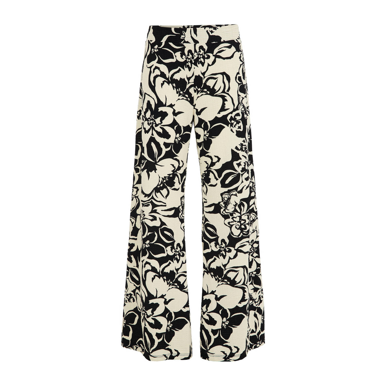 WE Fashion Curve loose fit broek met all over print ecru zwart