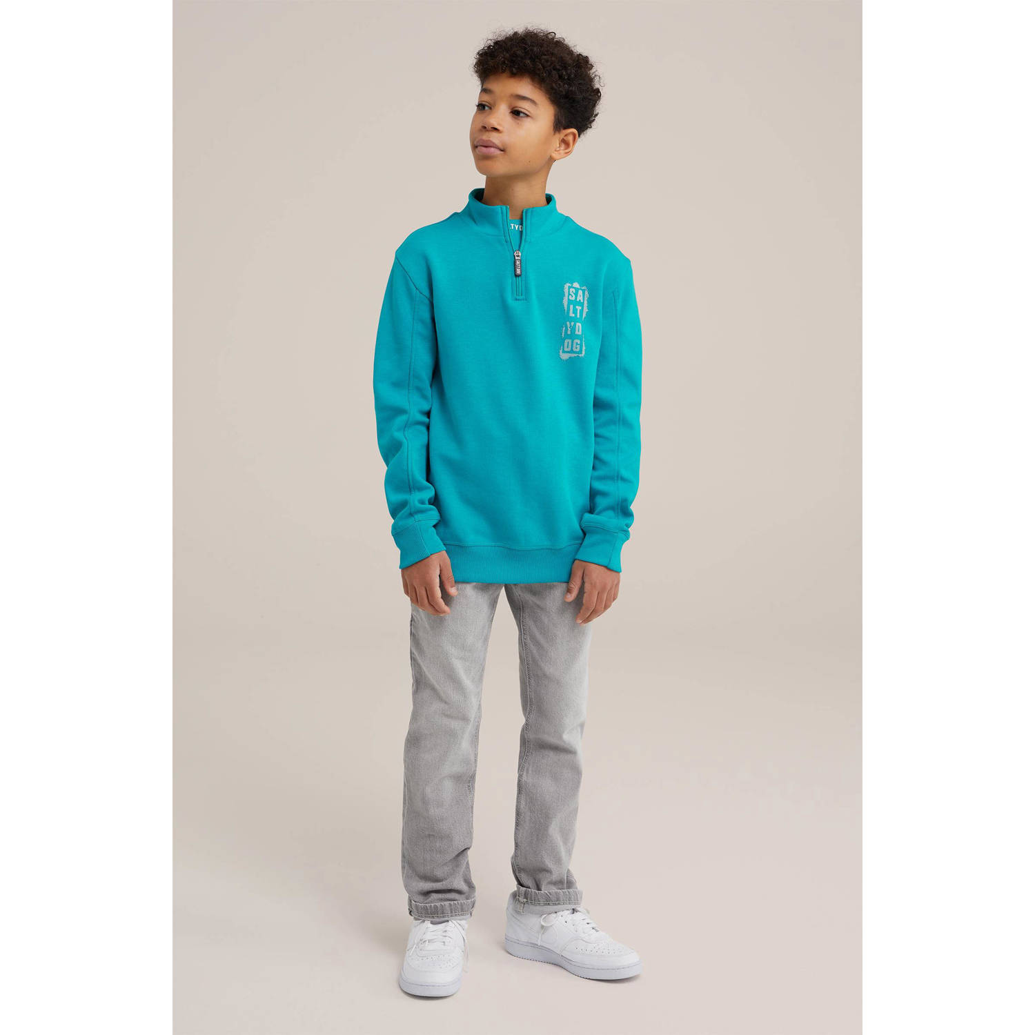 Salty Dog sweater met printopdruk blauwgroen