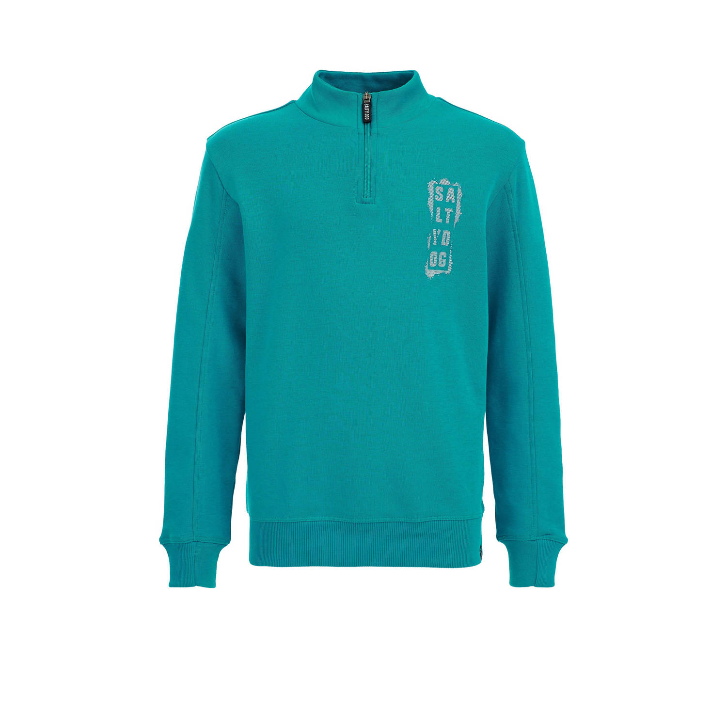 WE Fashion sweater met printopdruk blauwgroen