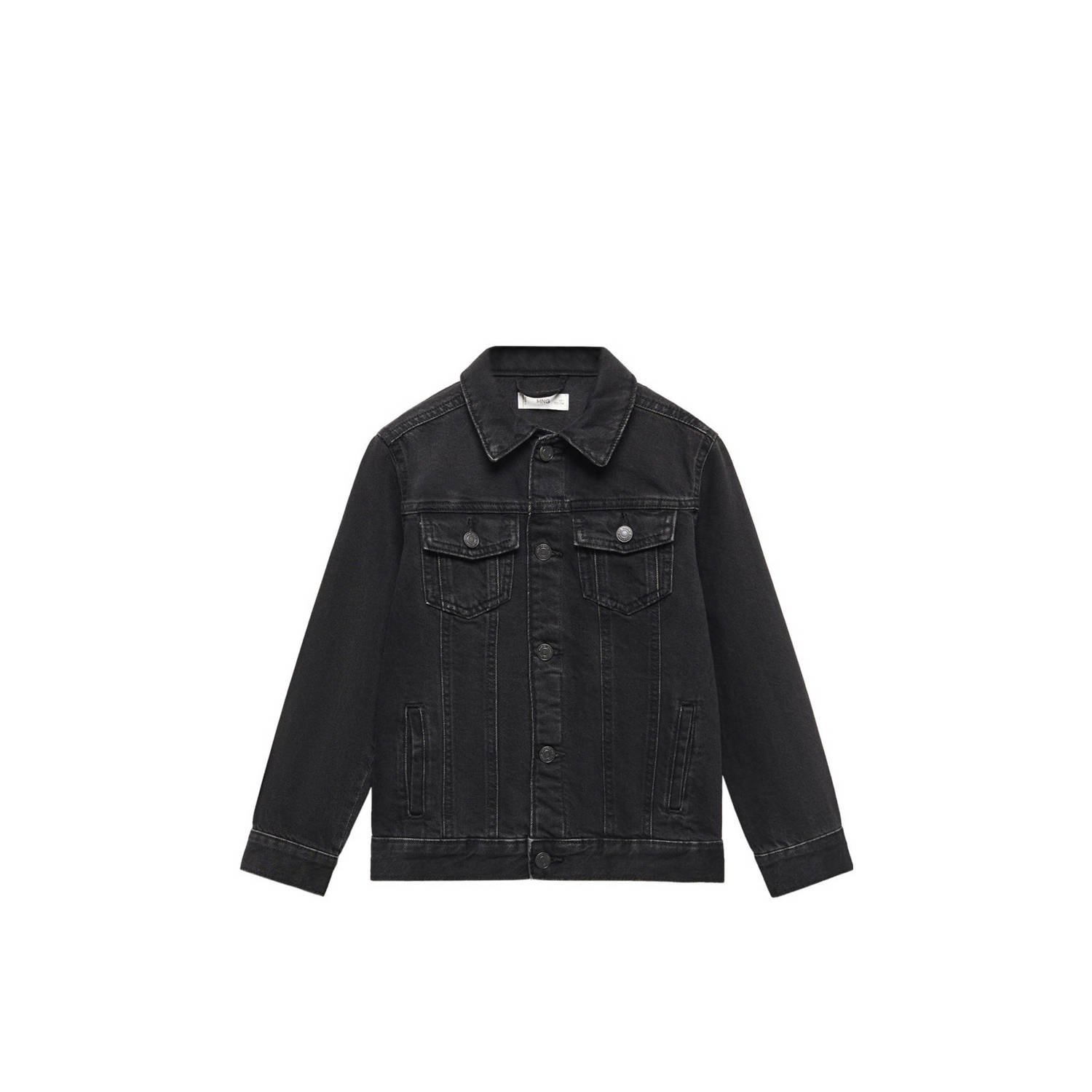 Mango Kids spijkerjas black denim Zwart Effen 116