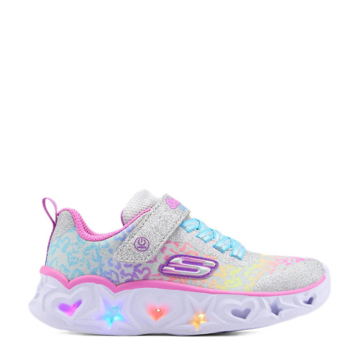 Skechers sneakers met lichtjes roze multi wehkamp