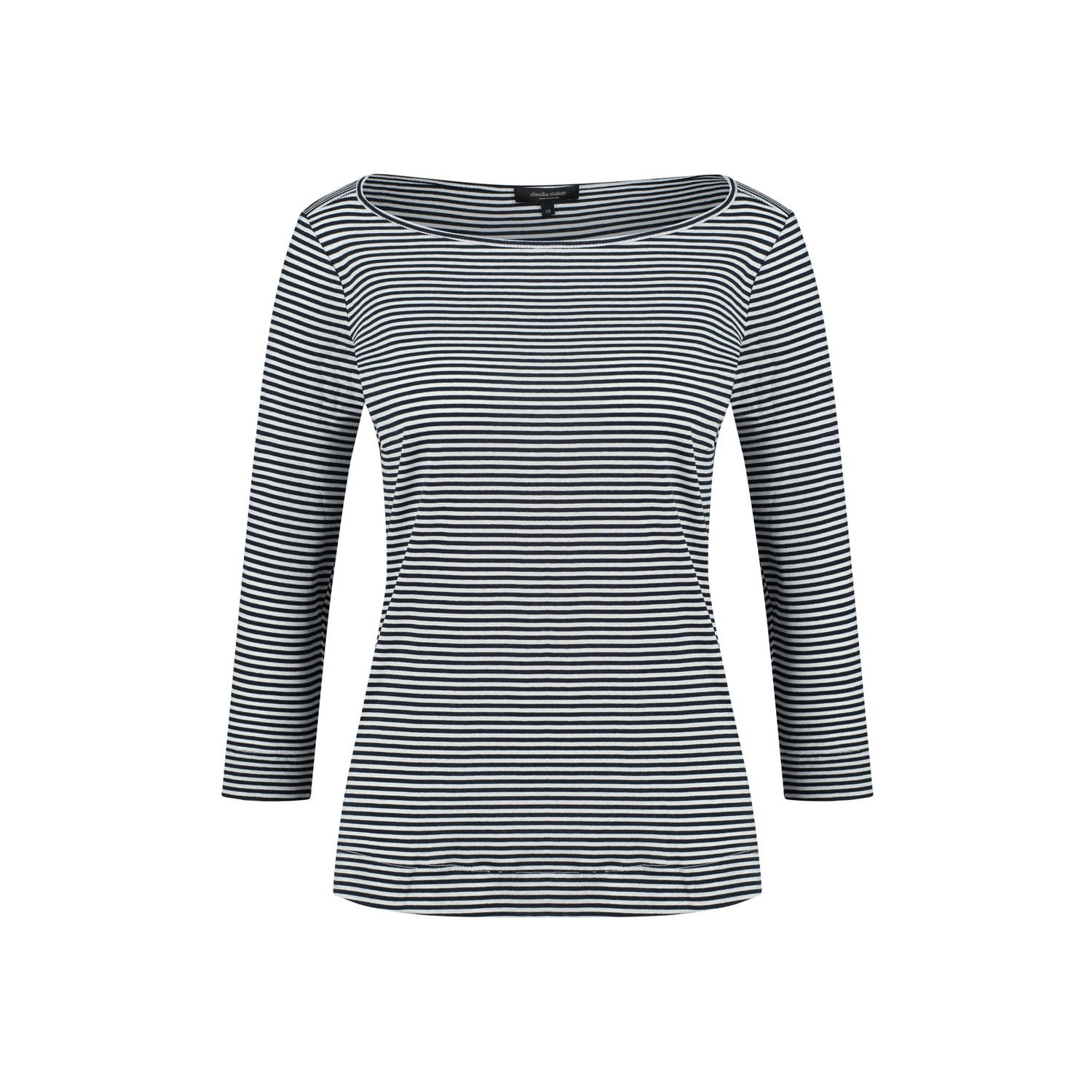 Claudia Sträter jersey boothals top donkerblauw wit