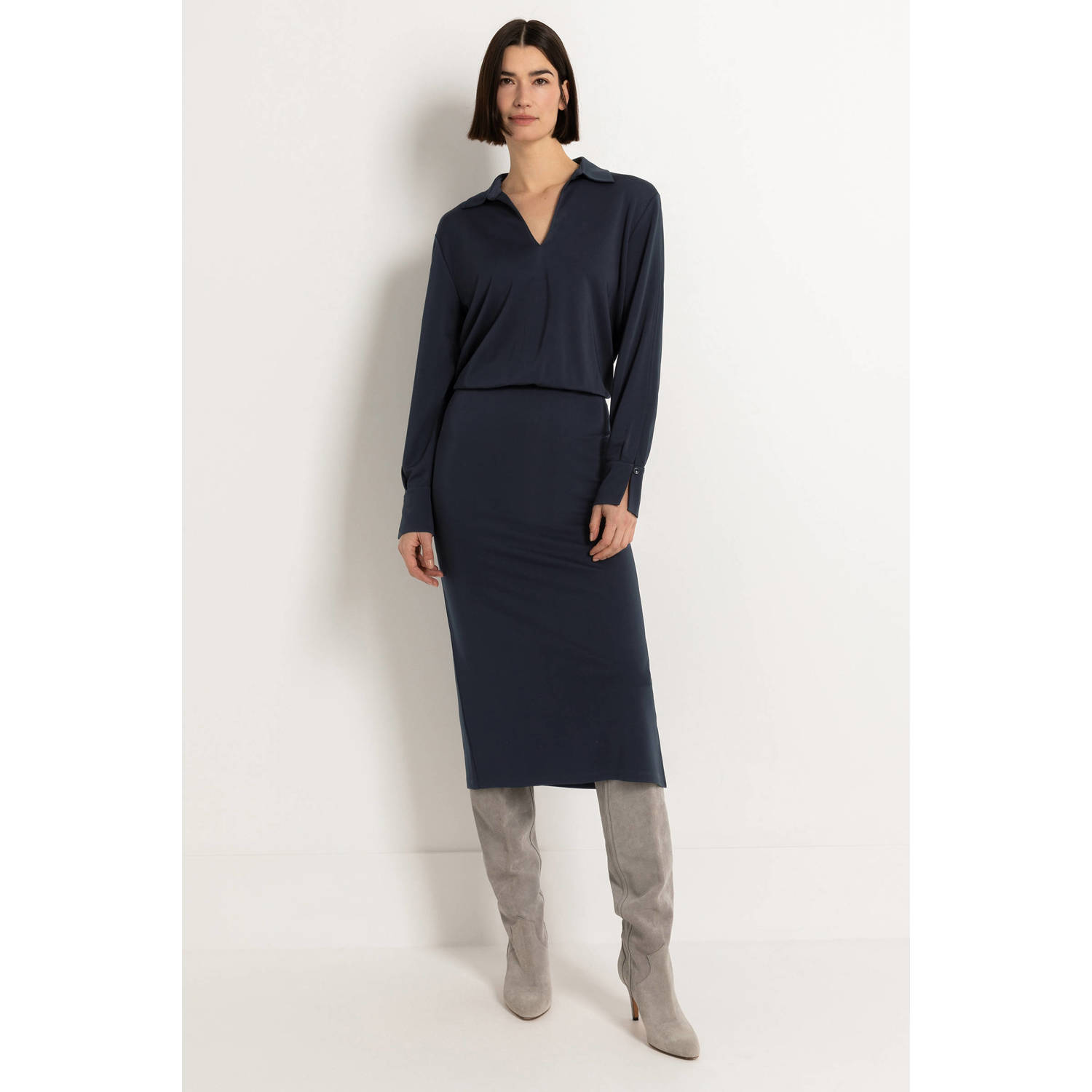 Claudia Sträter jersey jurk donkerblauw