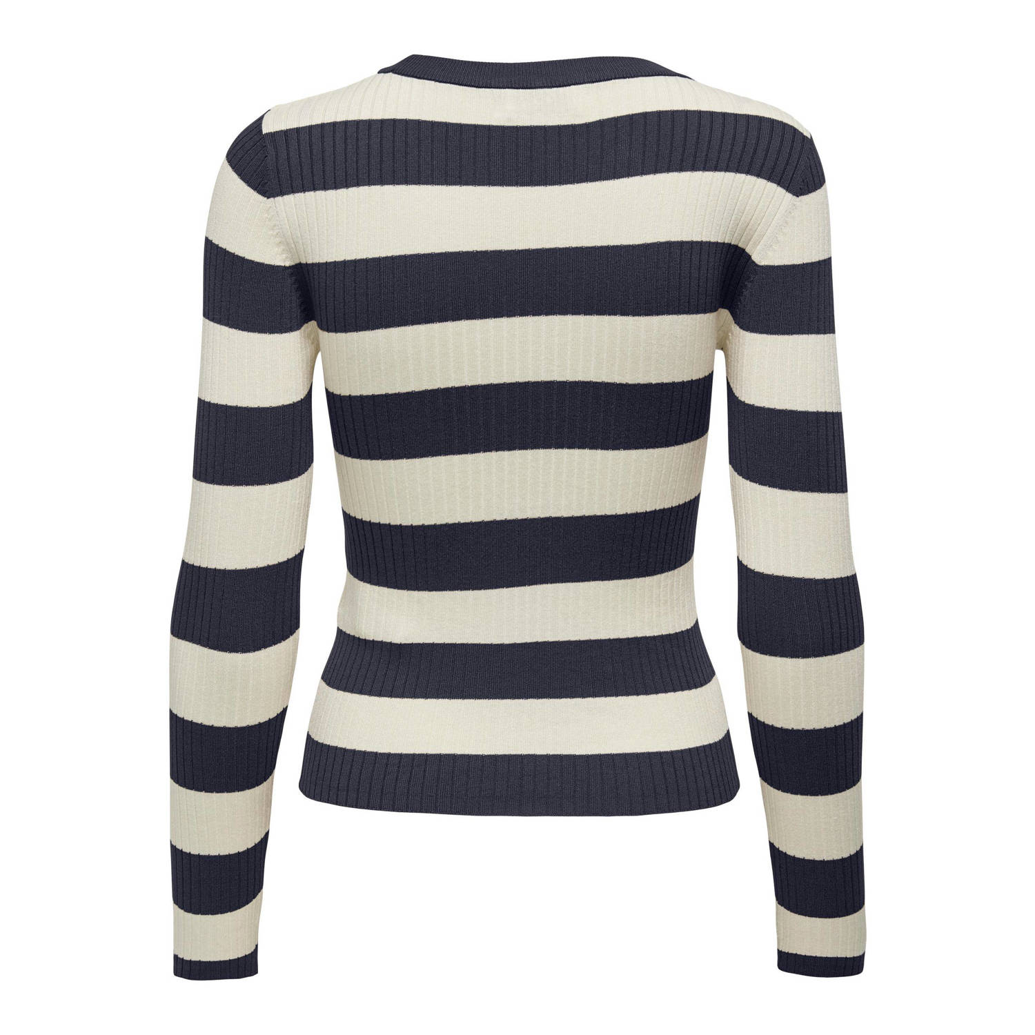 JDY gestreepte top PLUM donkerblauw ecru
