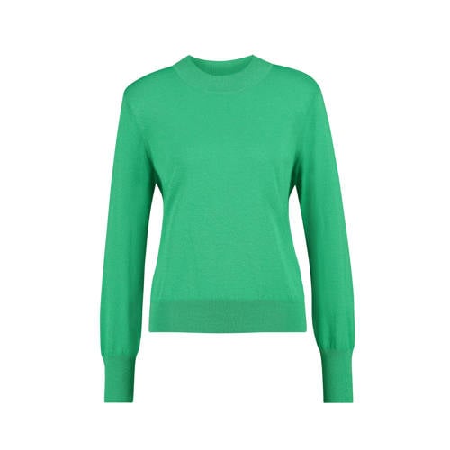 Expresso fijngebreide trui met open detail groen