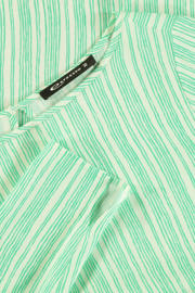 thumbnail: Groene dames Expresso gestreepte geweven blousetop van viscose met lange mouwen, ronde hals en knoopsluiting