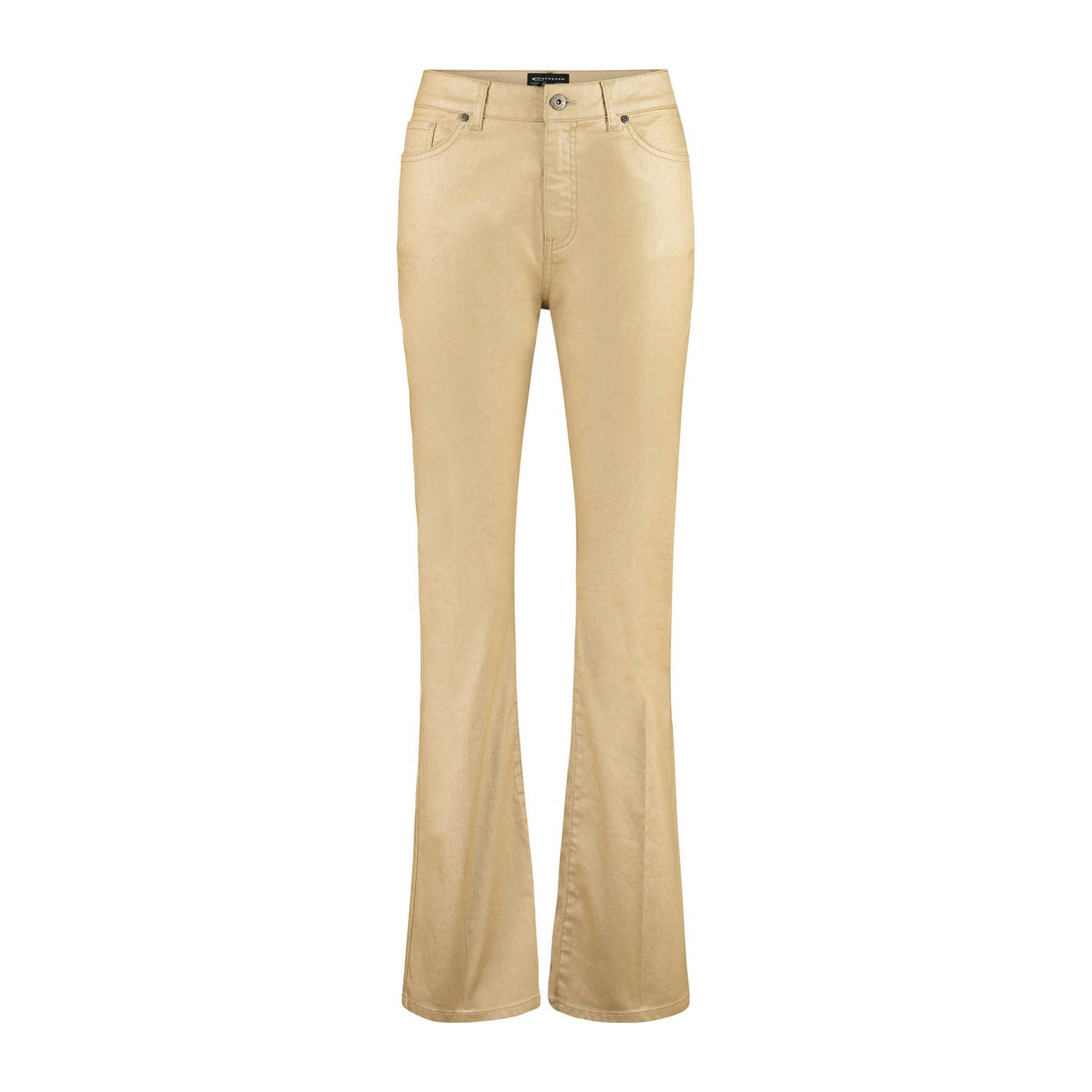 Expresso coated flared broek beige