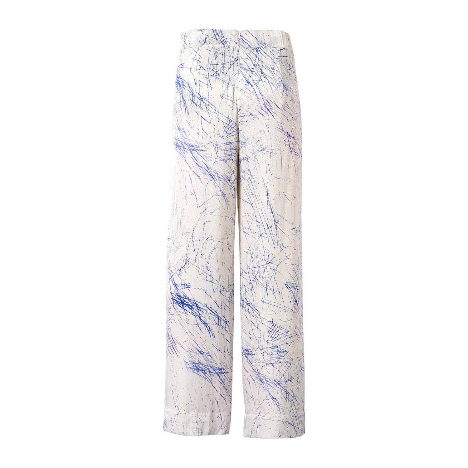 Mart Visser high waist wide leg broek Aiden met grafische print wit navy