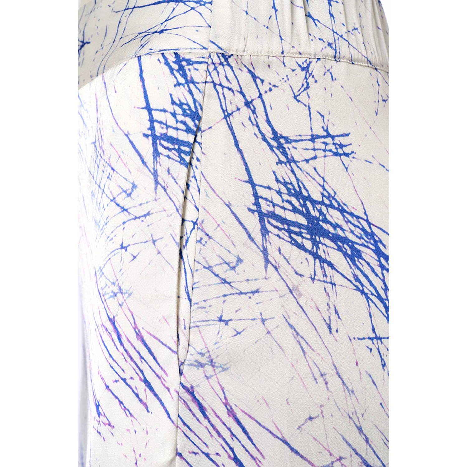 Mart Visser high waist wide leg broek Aiden met grafische print wit navy