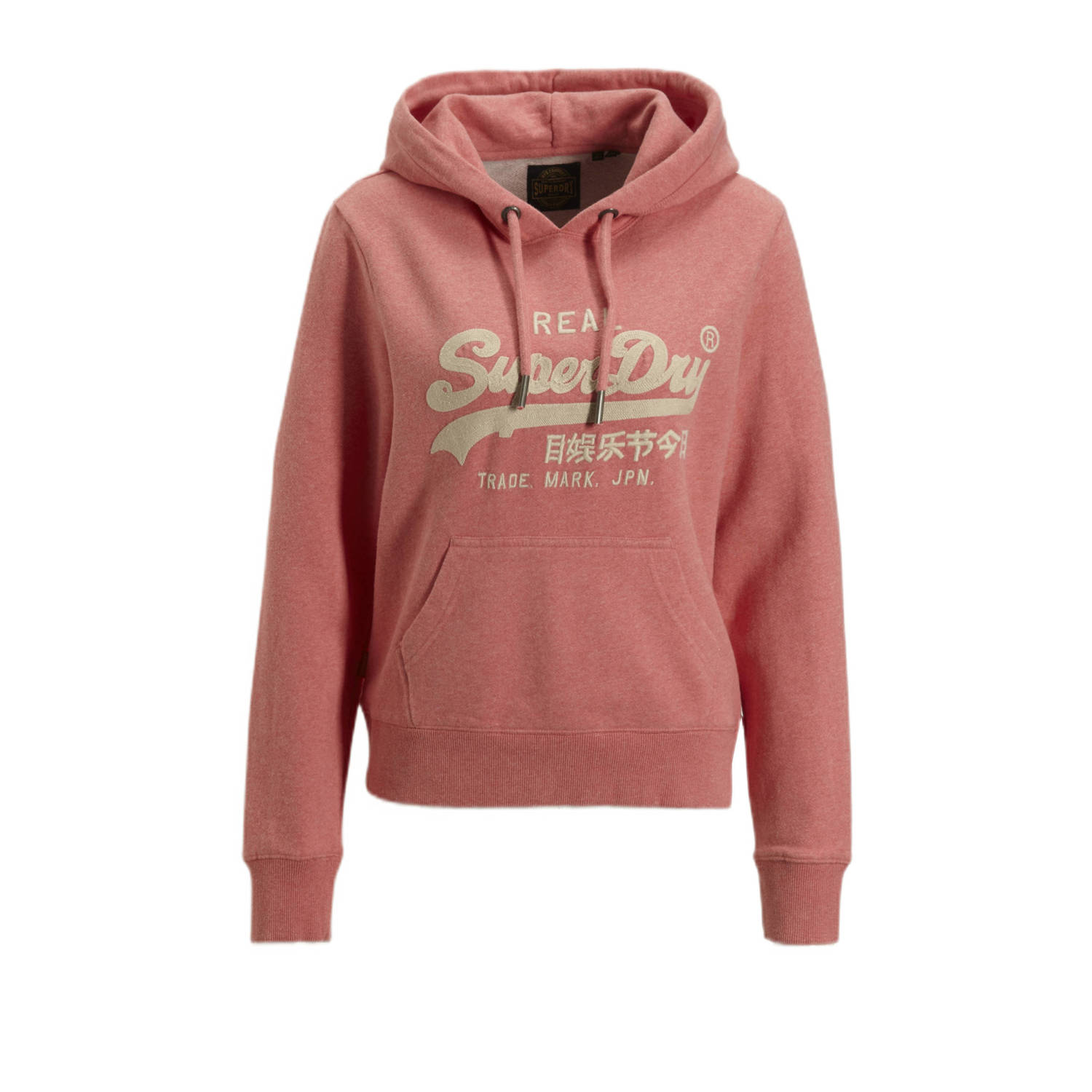 Superdry hoodie met printopdruk koraalrood ecru