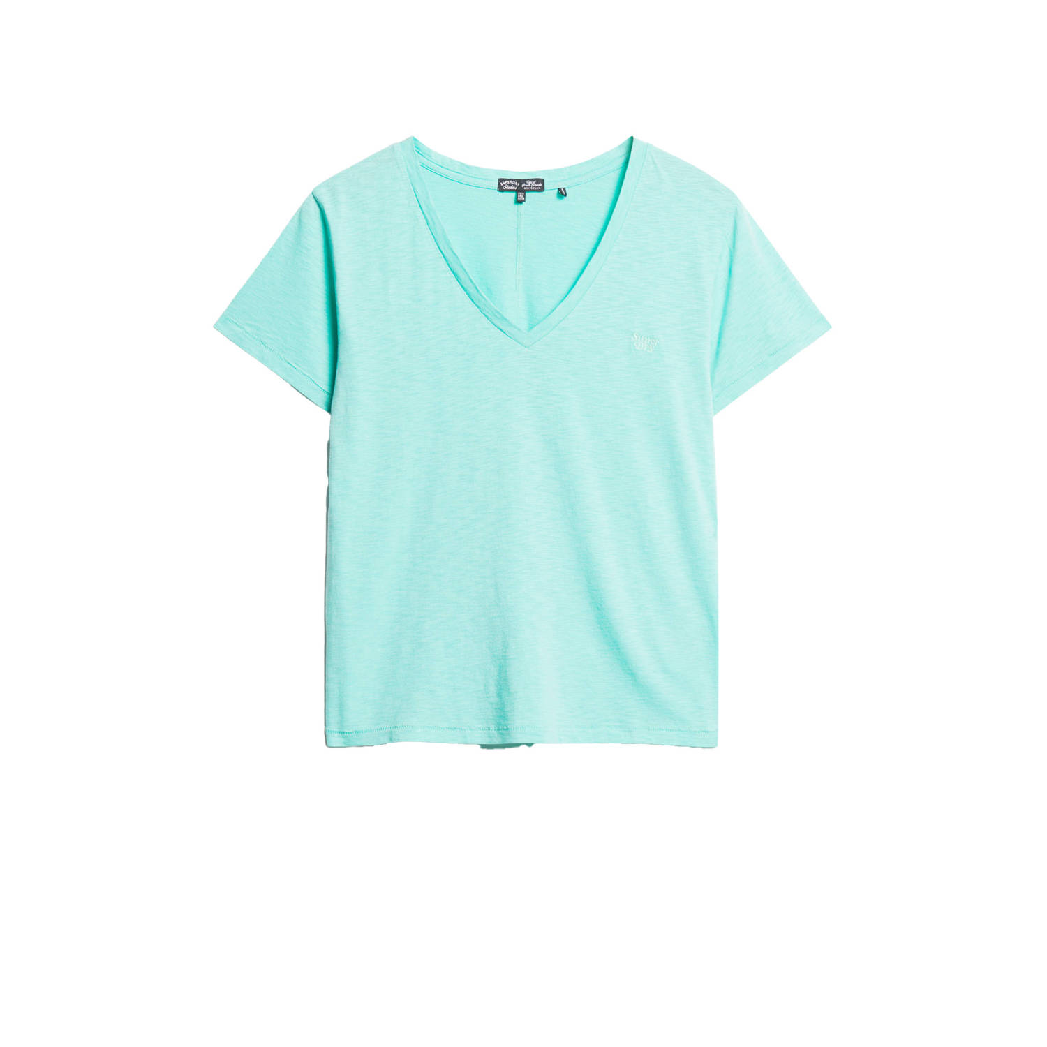 Superdry T-shirt STUDIOS SLUB EMB VEE TEE turquoise