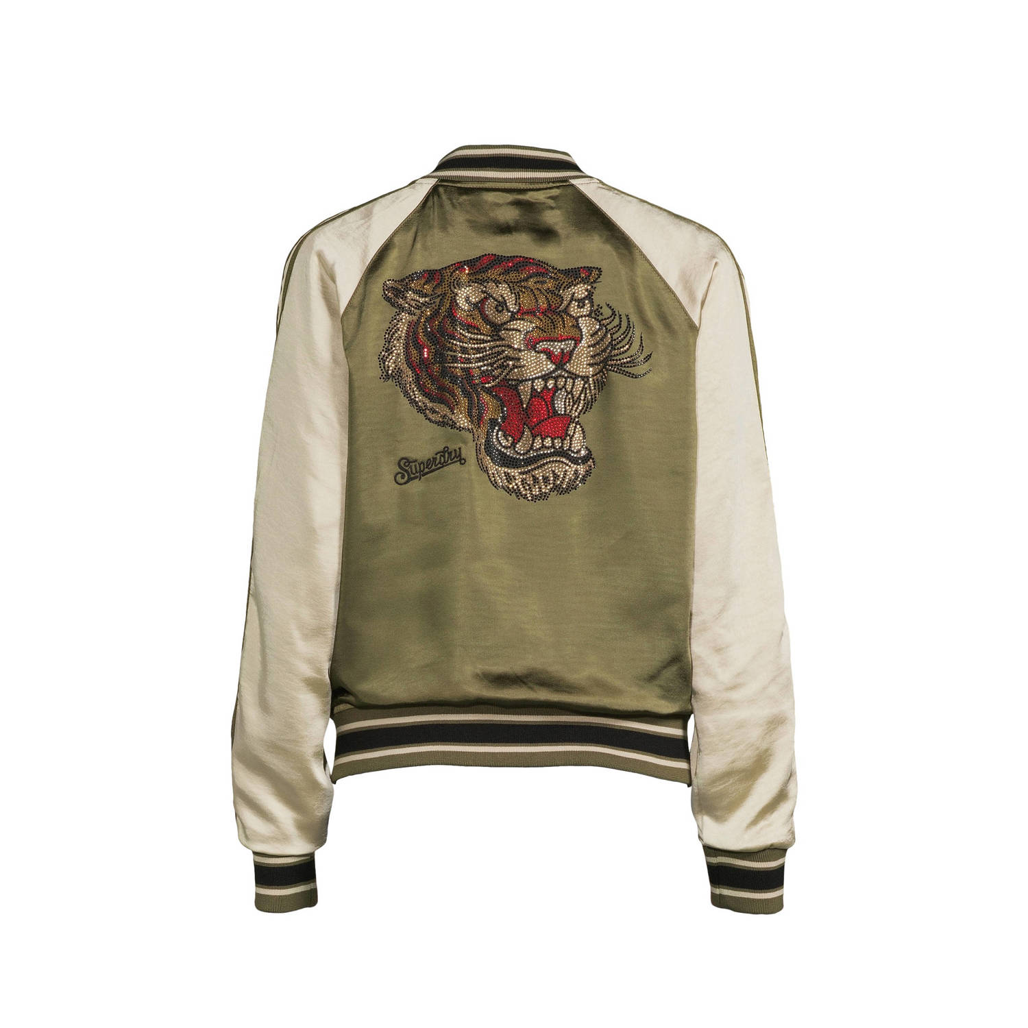 Superdry bomberjack SUIKAJAN EMBROIDERED BOMBER olijfgroen