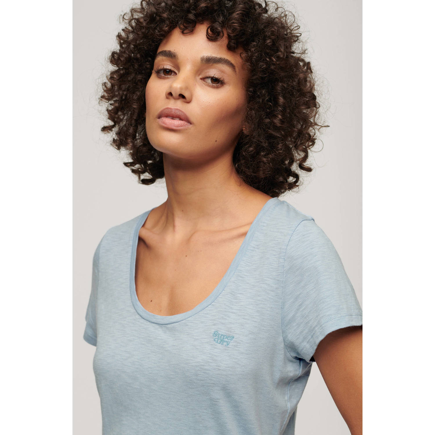 Superdry T-shirt SCOOP NECK TEE lichtblauw