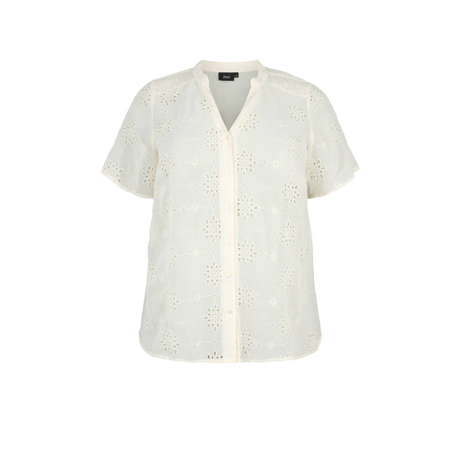 Zizzi semi-transparante blouse ecru