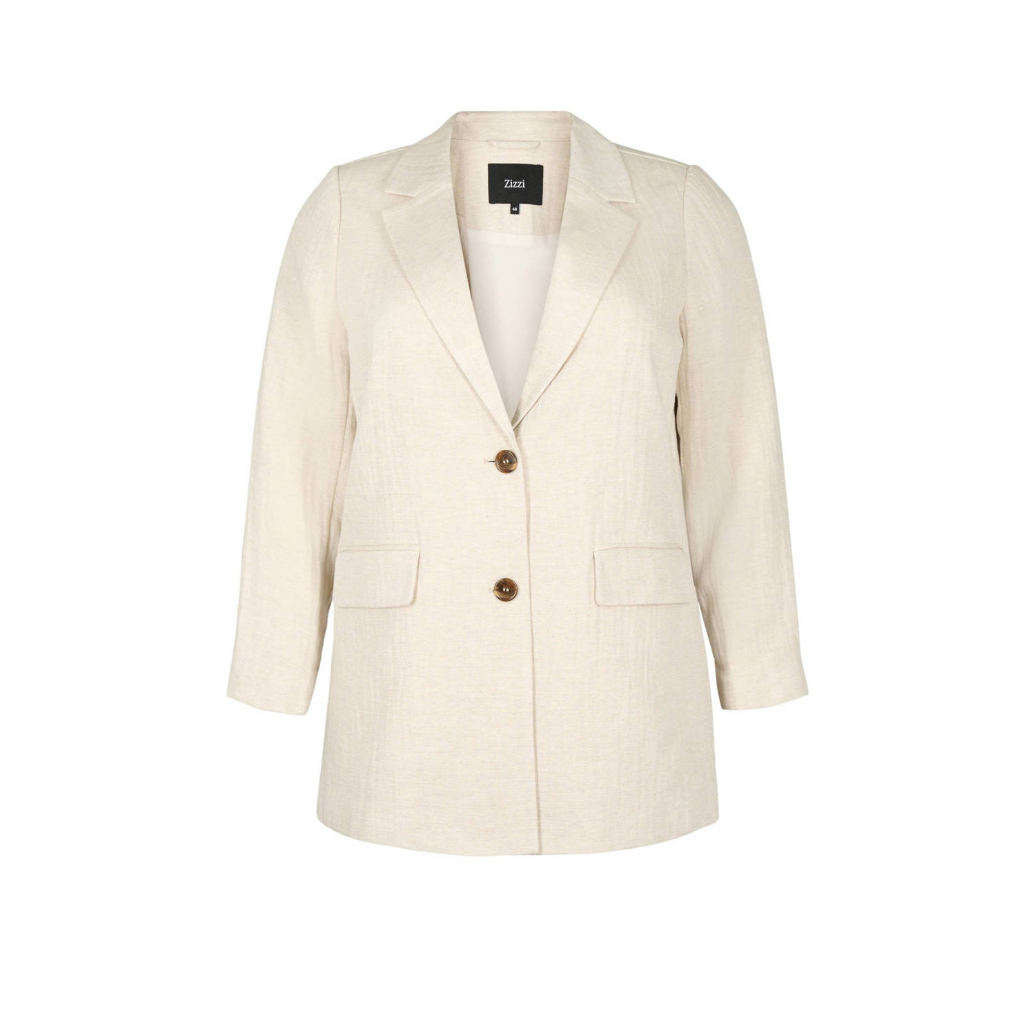 Zizzi rechtvallende blazer ecru