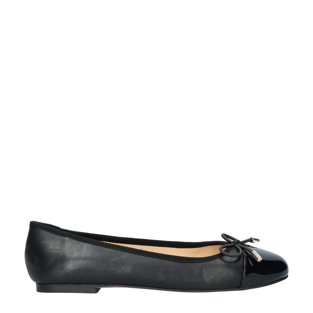 Zwarte dames Nelson leren ballerina's met effen