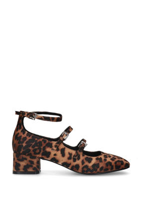 mary Janes pumps  met panterprint cognac/zwart