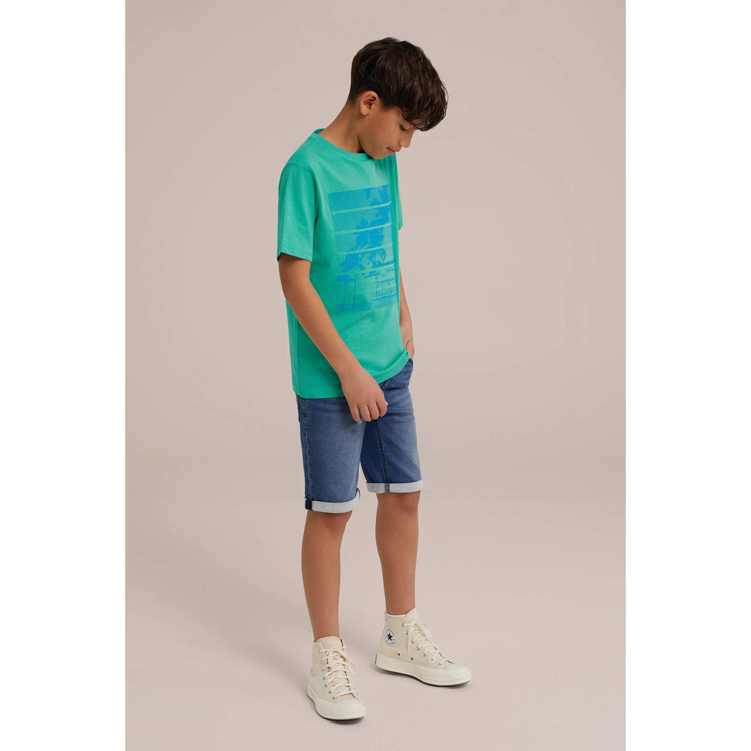 WE Fashion T-shirt met backprint zeegroen