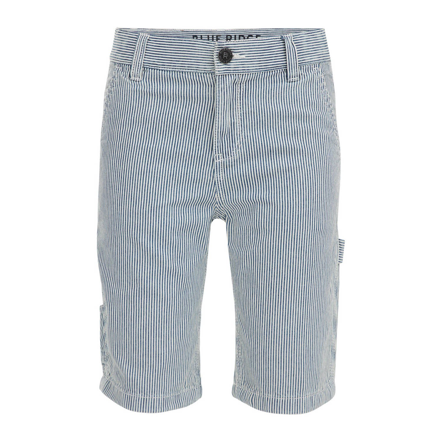 WE Fashion carpenter short met streep donkerblauw wit Korte broek Jongens Katoen 128