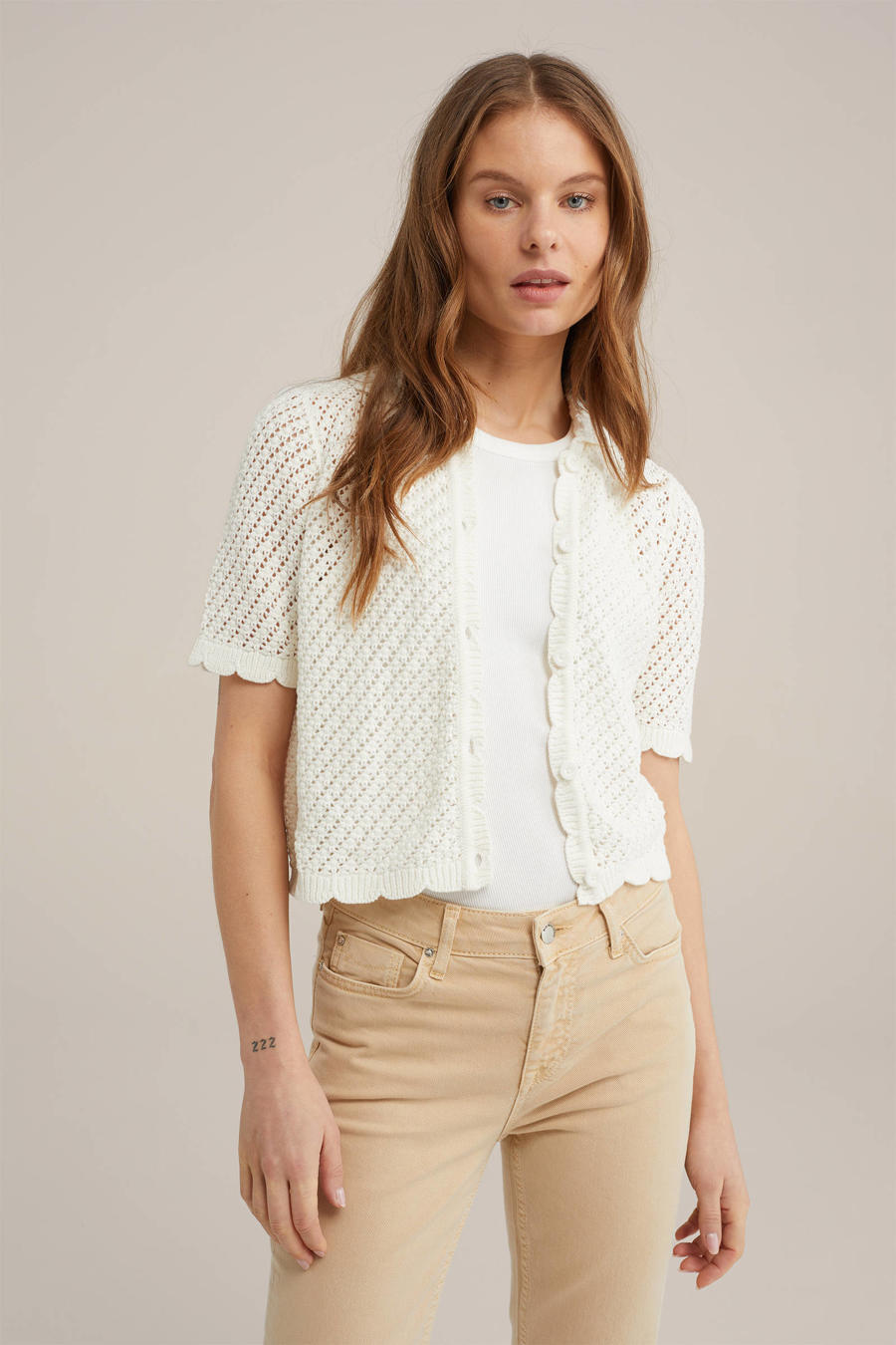 Mango gebreid vest ecru gehaakt Mango gebreid vest ecru gehaakt
