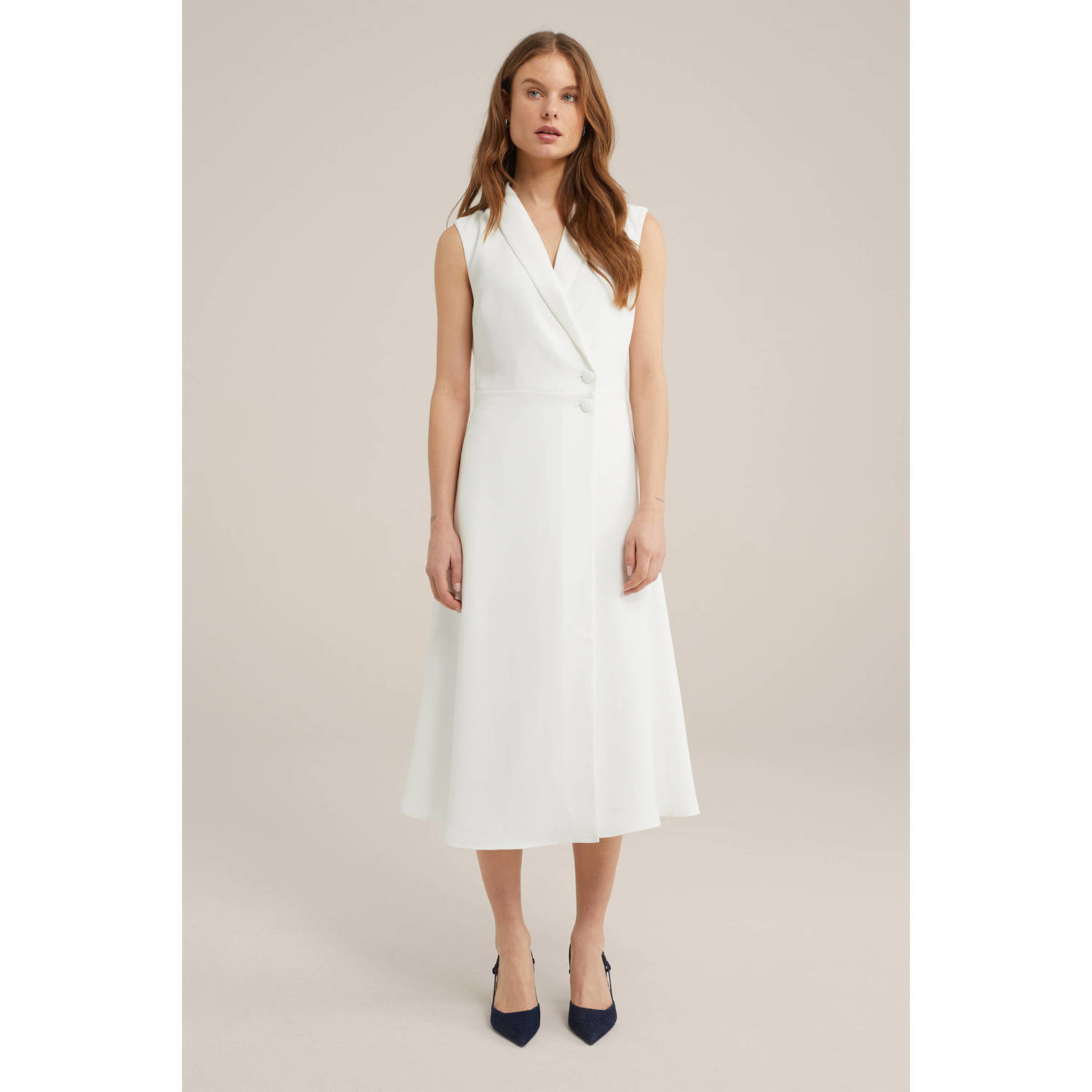 WE Fashion A-lijn jurk blanc